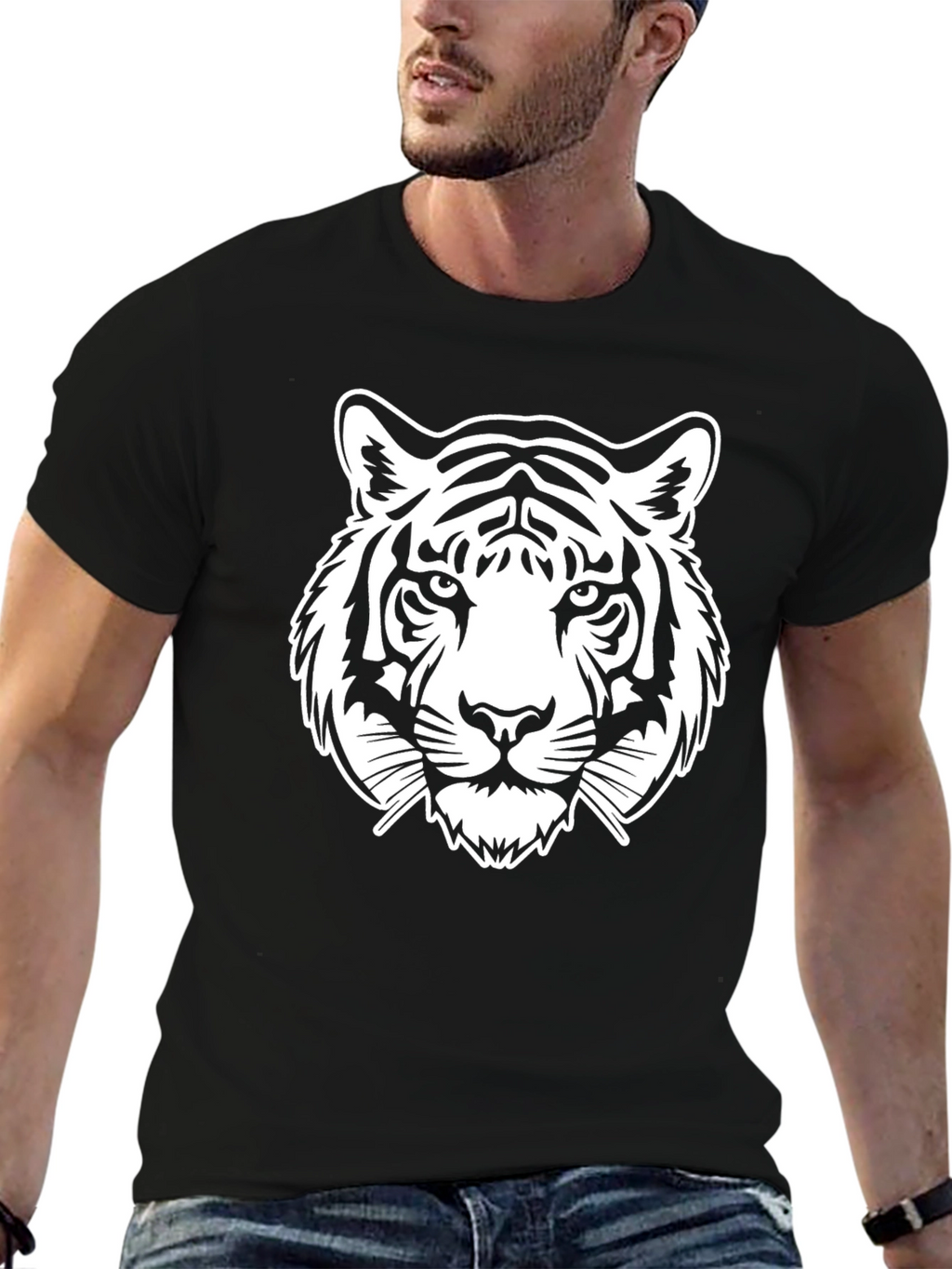 Tiger Graphic Print T-Shirt - Black