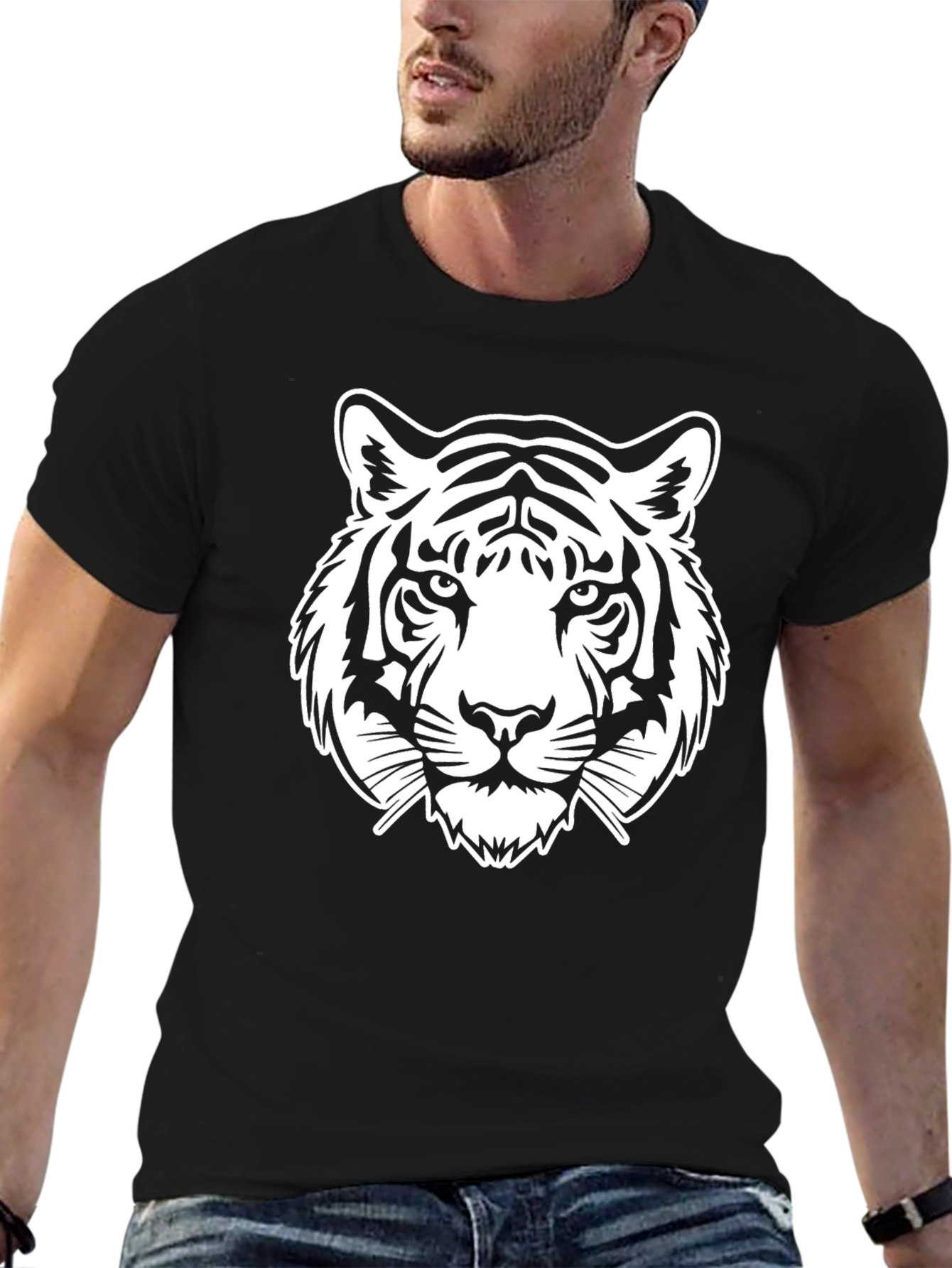 Tiger Graphic Print T-Shirt - Black