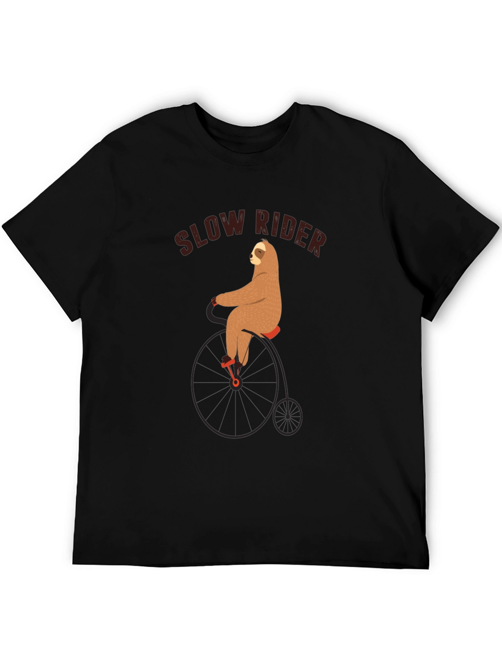 Slow Rider Sloth on Penny-Farthing Bicycle T-Shirt