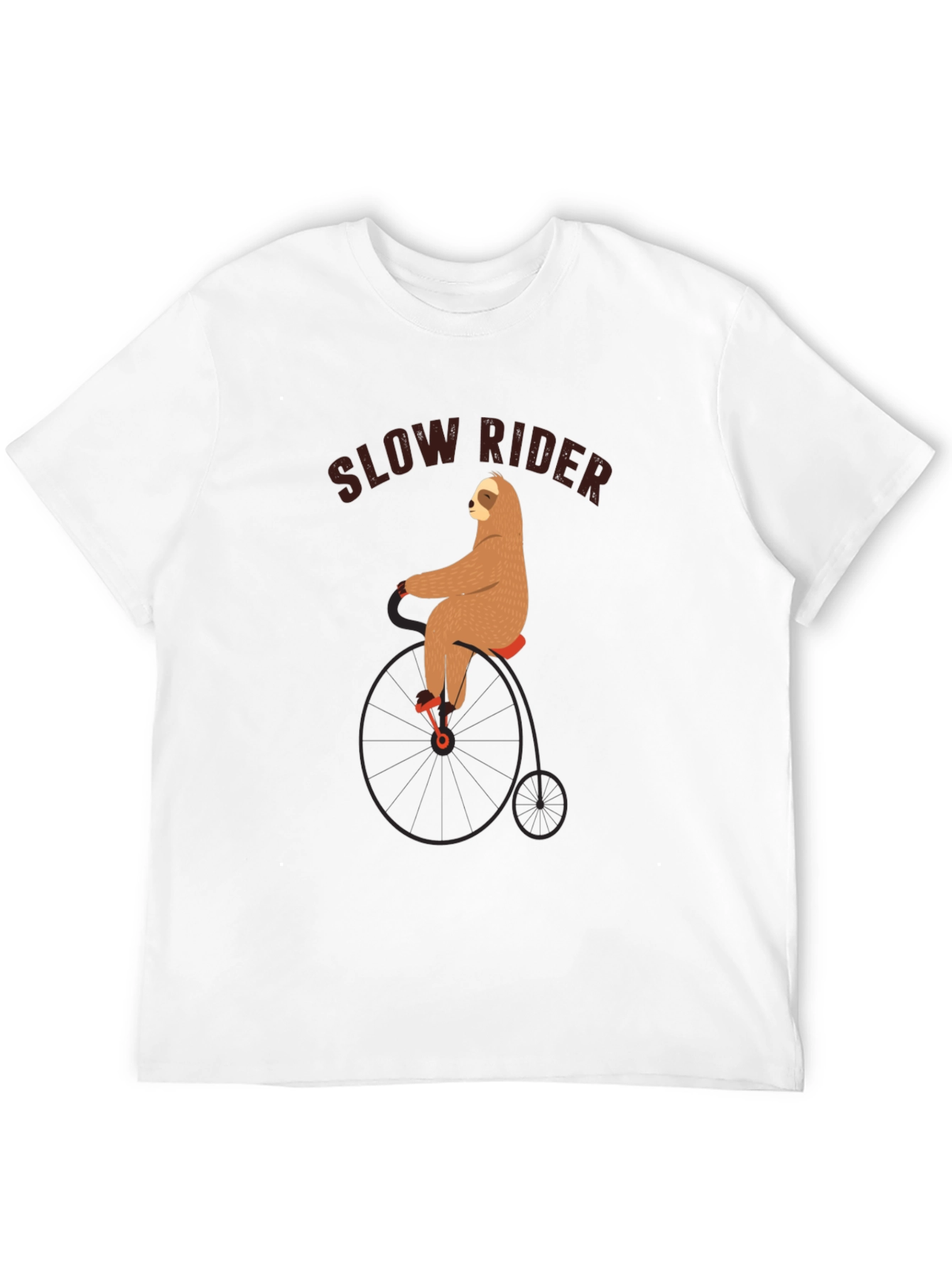 Slow Rider Sloth on Penny-Farthing Bicycle T-Shirt