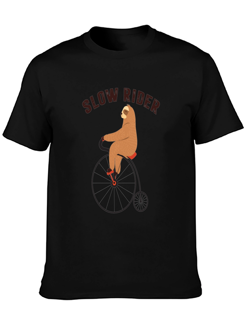 Slow Rider Sloth on Penny-Farthing Bicycle T-Shirt