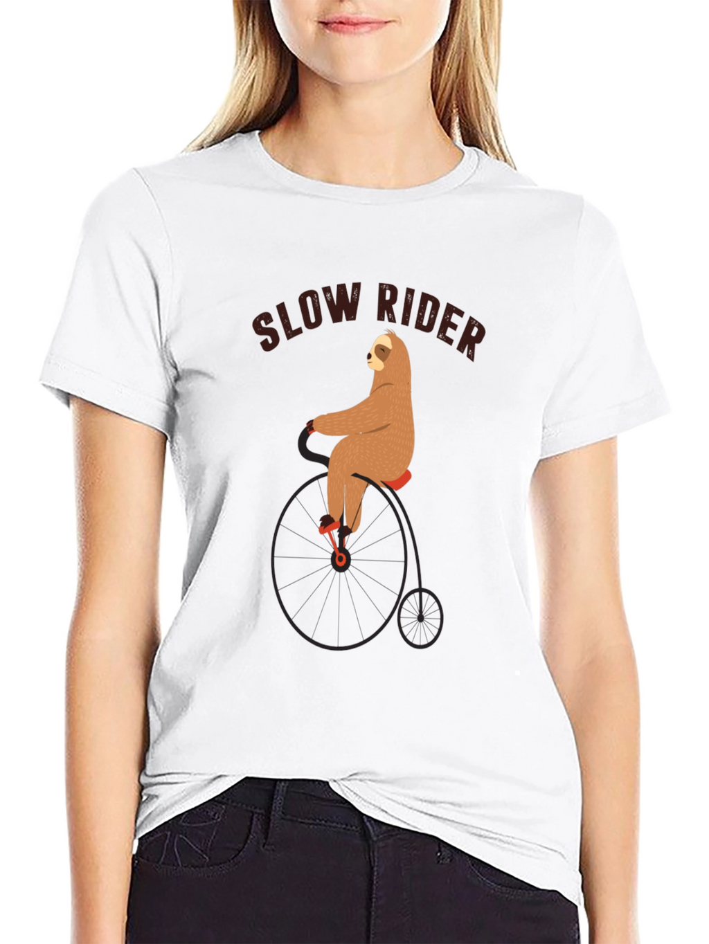 Slow Rider Sloth on Penny-Farthing Bicycle T-Shirt