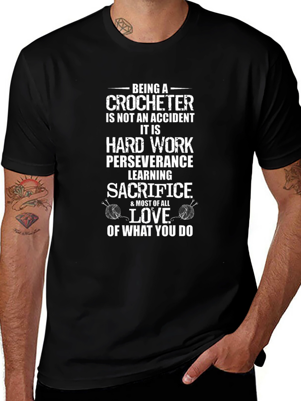 Crocheter Hard Work Love Graphic Tee