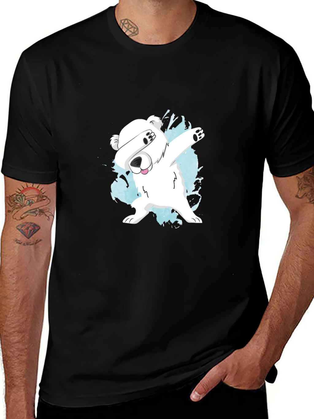 Dabbing Polar Bear Graphic T-Shirt
