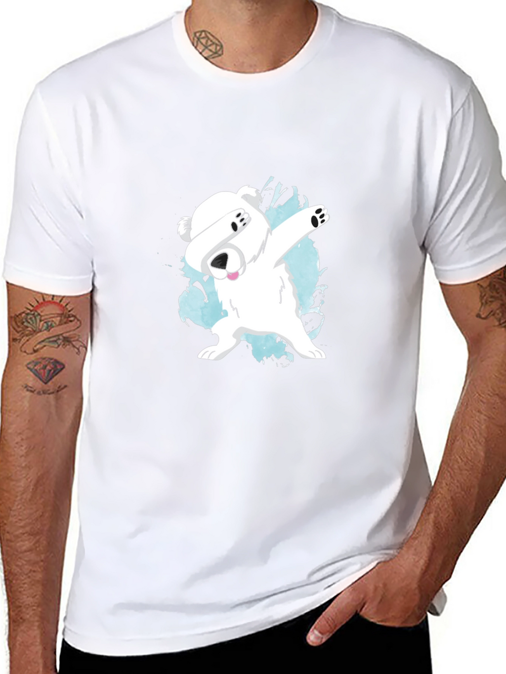 Dabbing Polar Bear Graphic T-Shirt