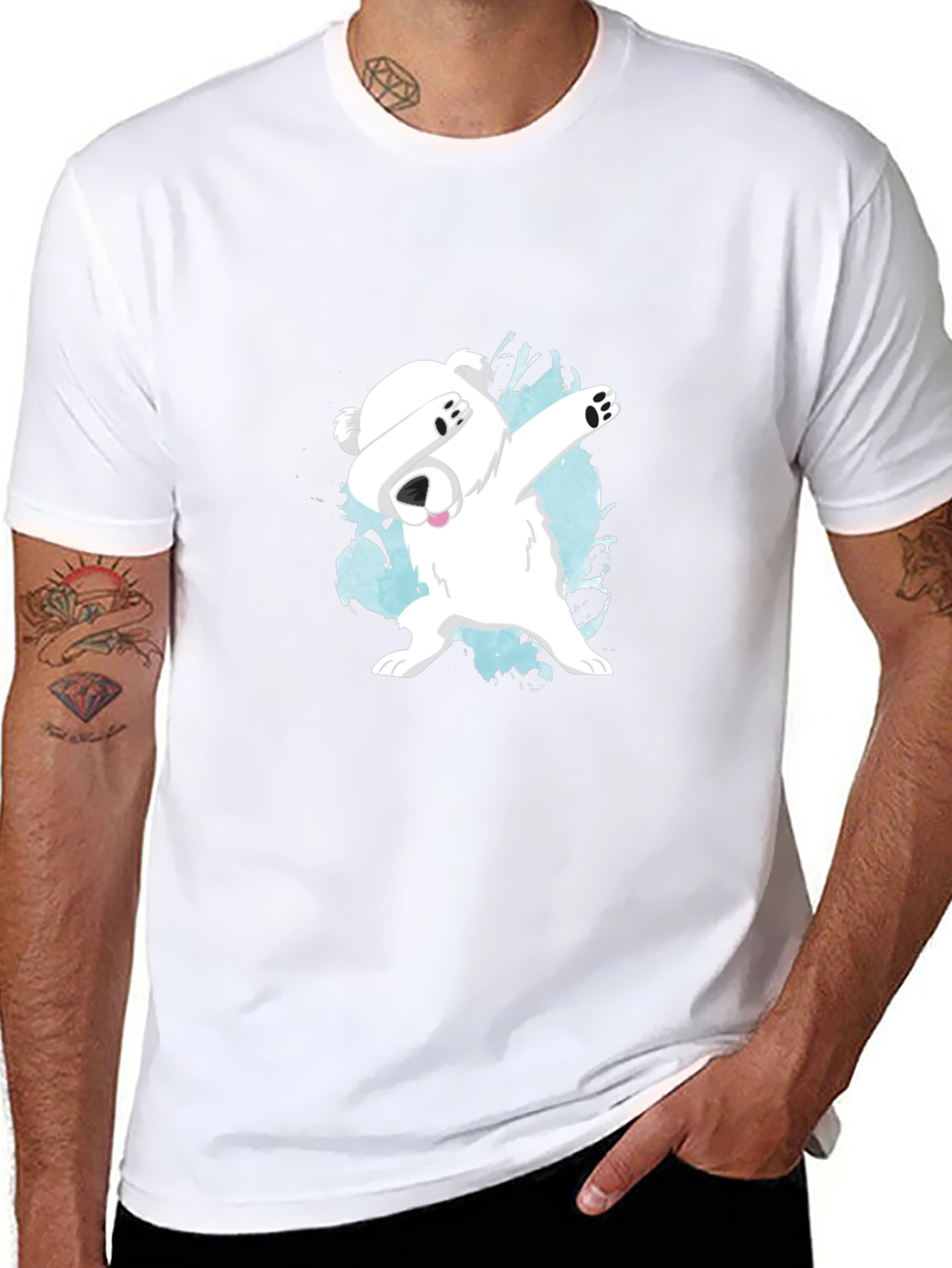 Dabbing Polar Bear Graphic T-Shirt