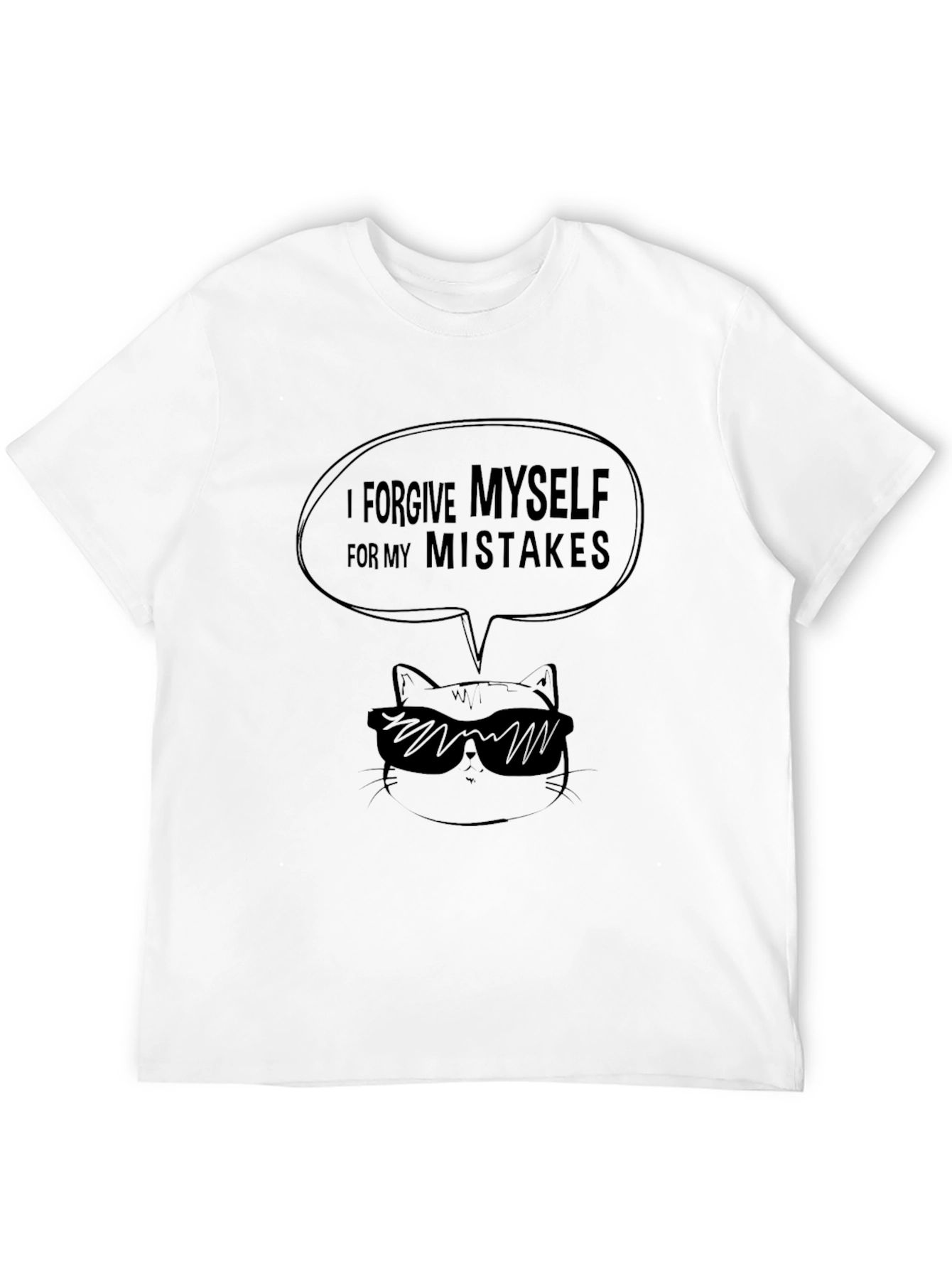 Forgive Myself Tee: Cool Cat Graphic T-Shirt