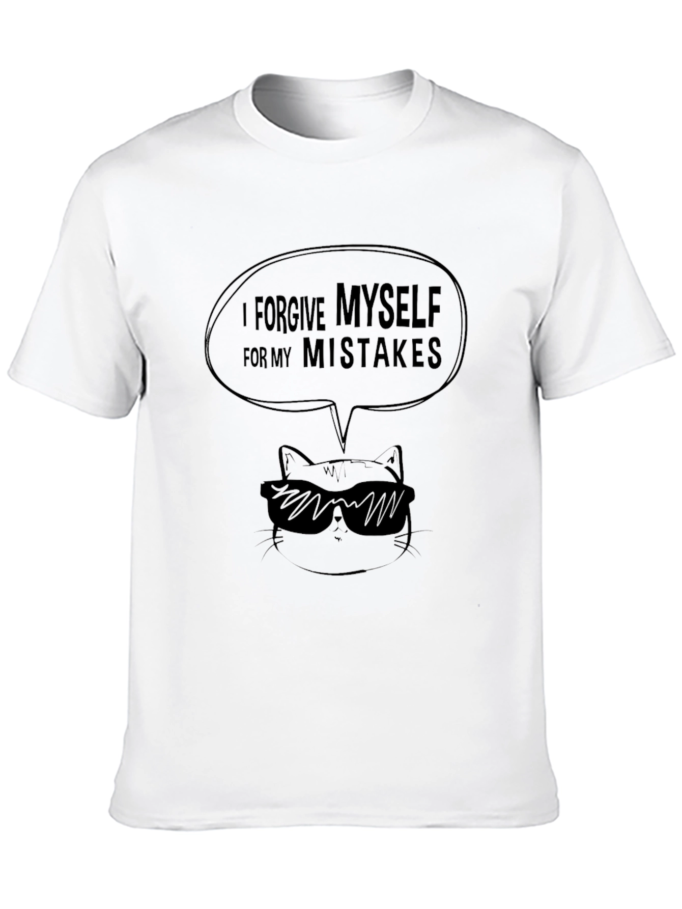 Forgive Myself Tee: Cool Cat Graphic T-Shirt