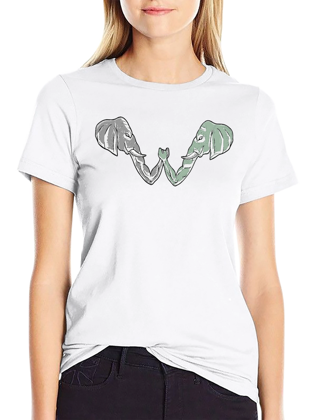 Elephant Arm Wrestling Graphic Tee - Black