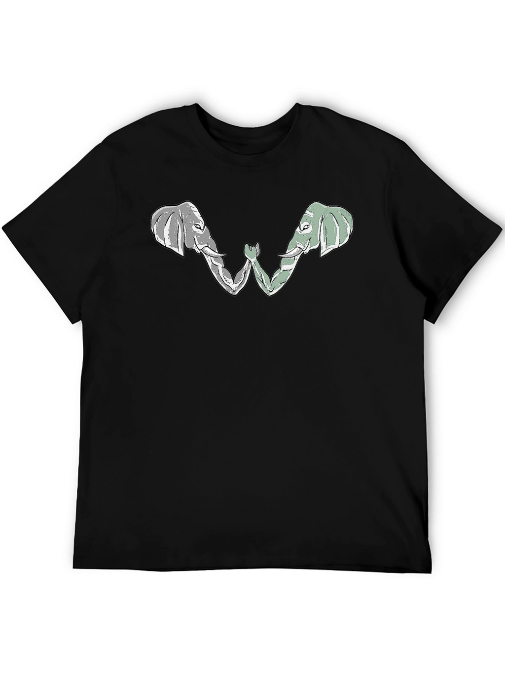 Elephant Arm Wrestling Graphic Tee - Black