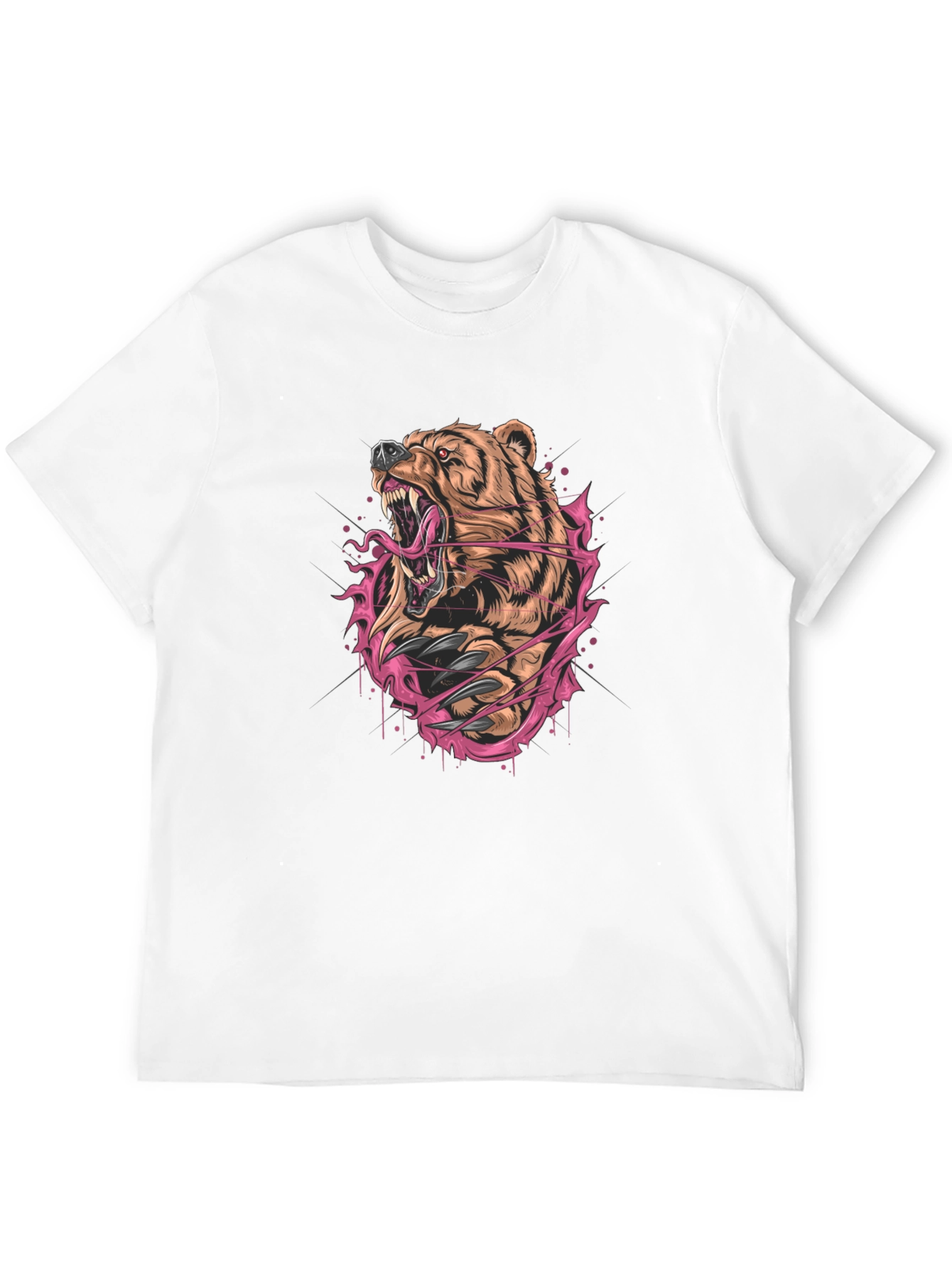Fierce Bear Graphic Print Black T-Shirt