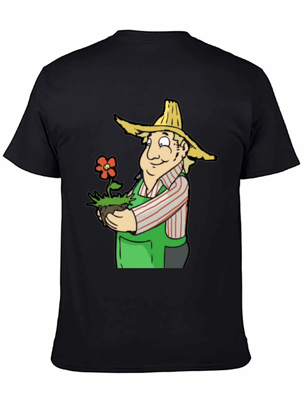 Gardener Cartoon T-Shirt - Black Cotton Tee