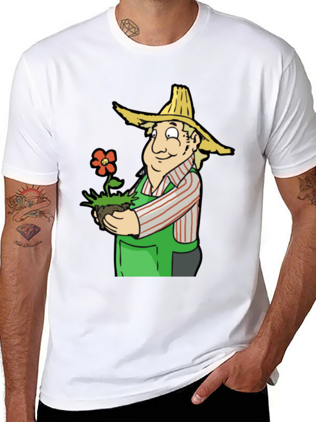Gardener Cartoon T-Shirt - Black Cotton Tee