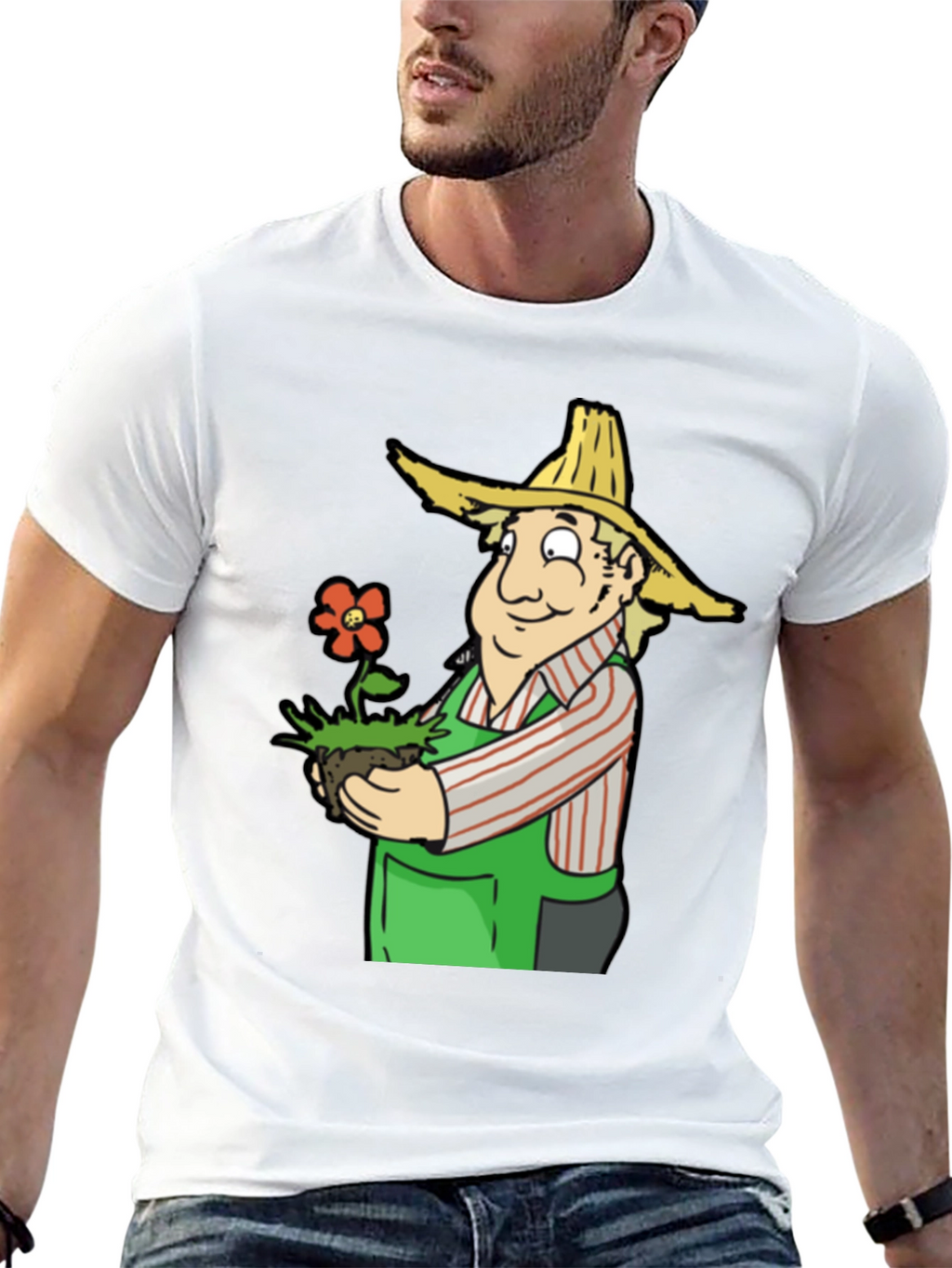 Gardener Cartoon T-Shirt - Black Cotton Tee