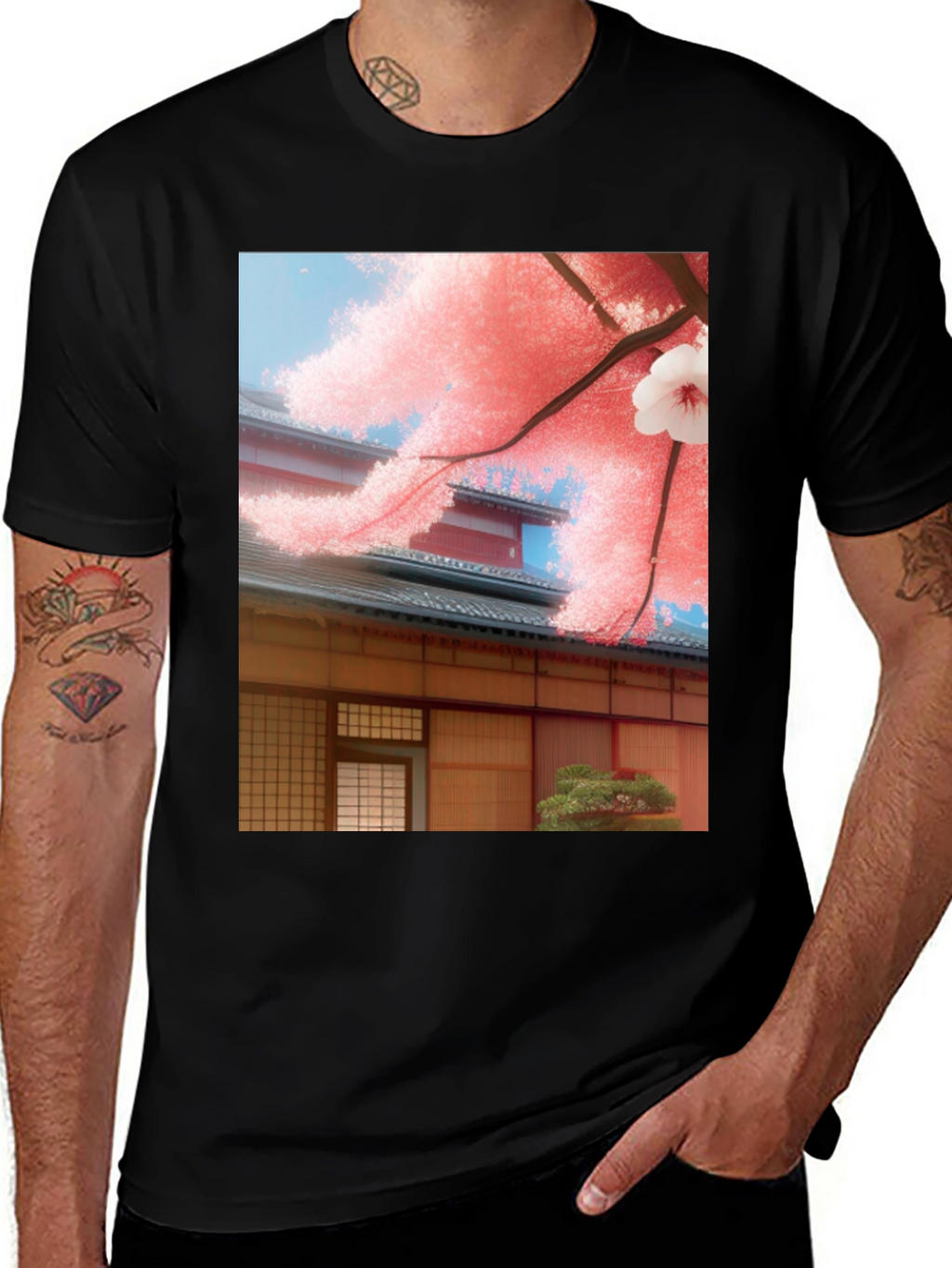 Sakura House Graphic Tee - Japanese Inspired Design