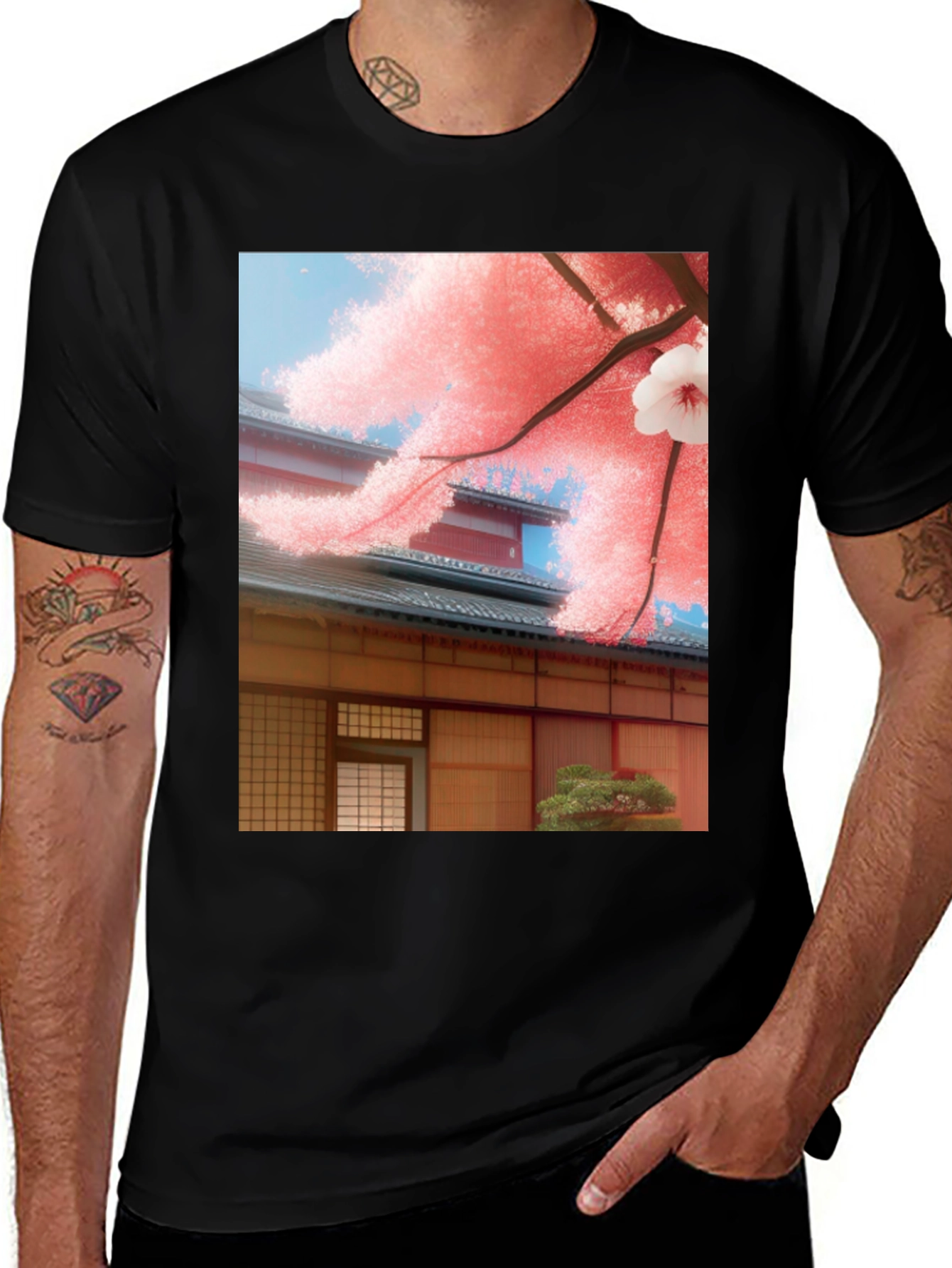 Sakura House Graphic Tee - Japanese Inspired Design