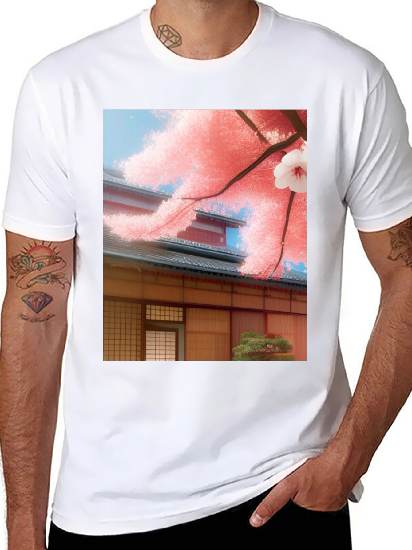 Sakura House Graphic Tee - Japanese Inspired Design