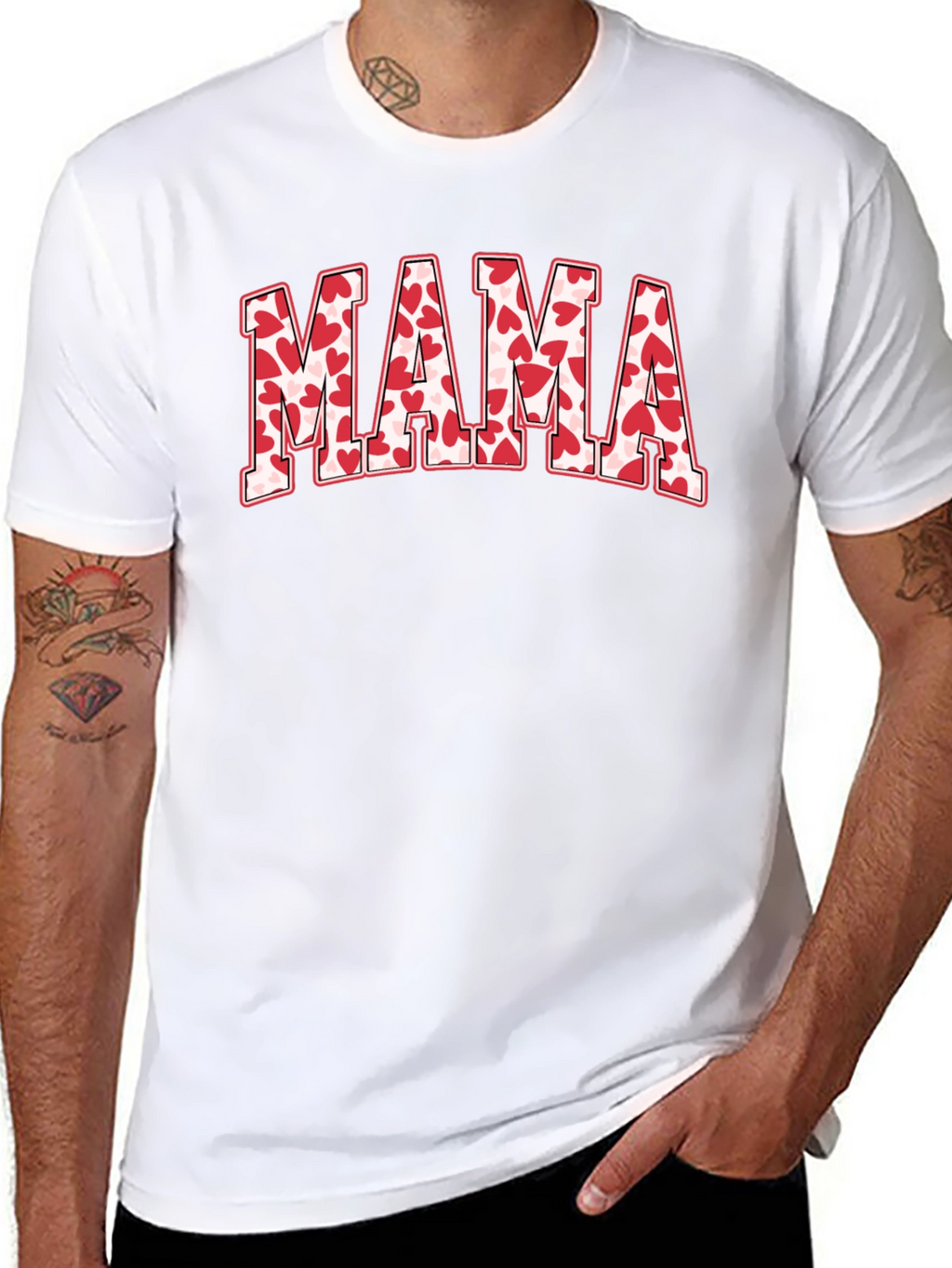 Mama Heart Print Black T-Shirt