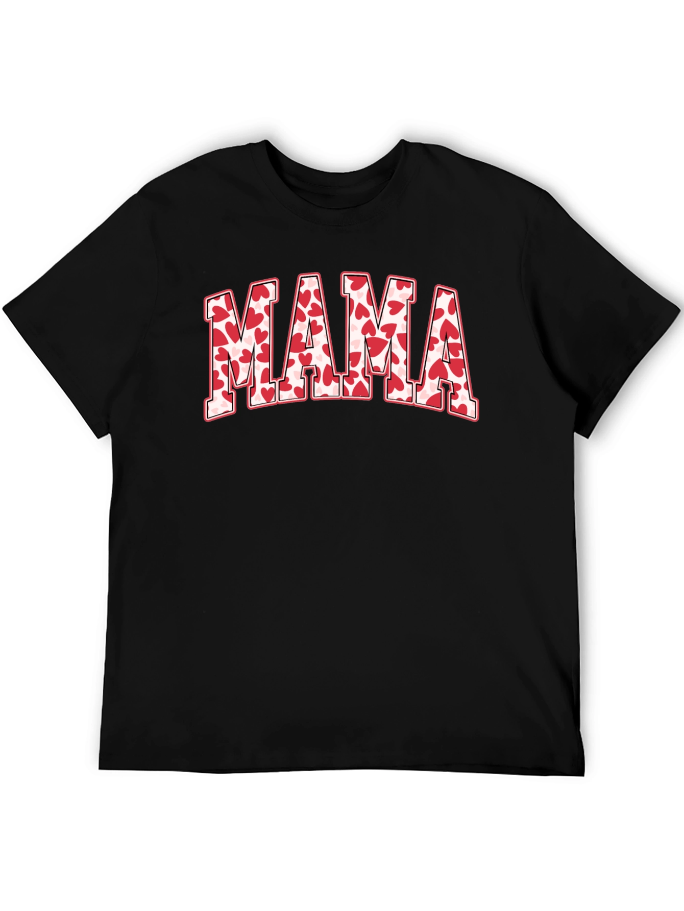 Mama Heart Print Black T-Shirt