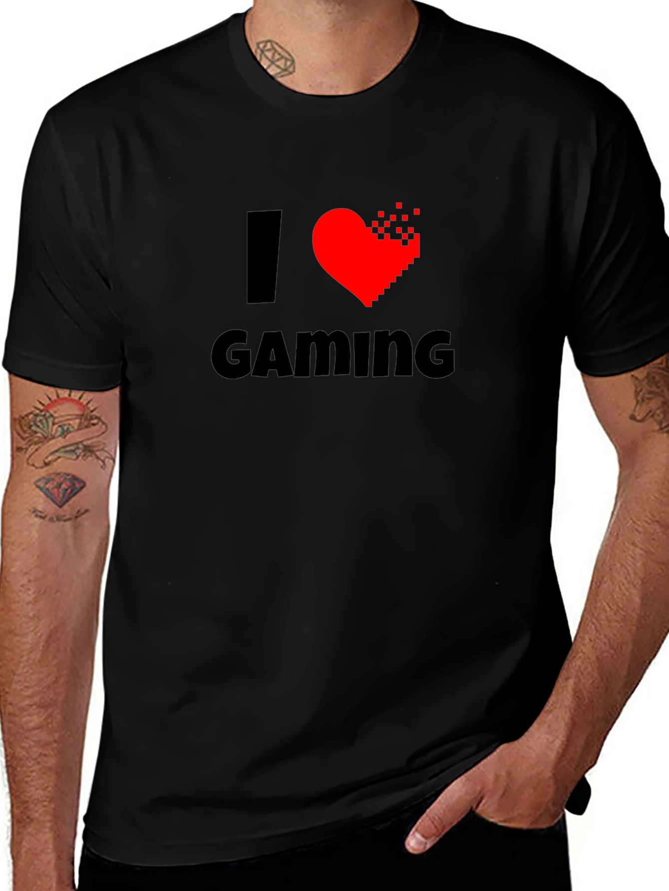 I Heart Gaming T-Shirt - Gamer Pixelated Heart Tee