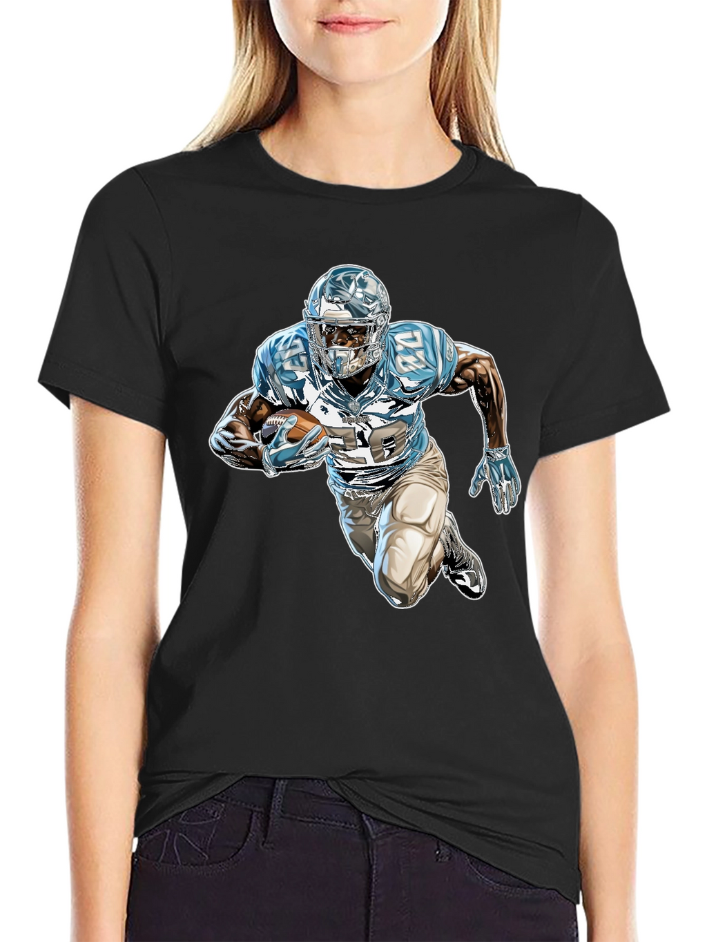 Football Player Graphic Black Tee