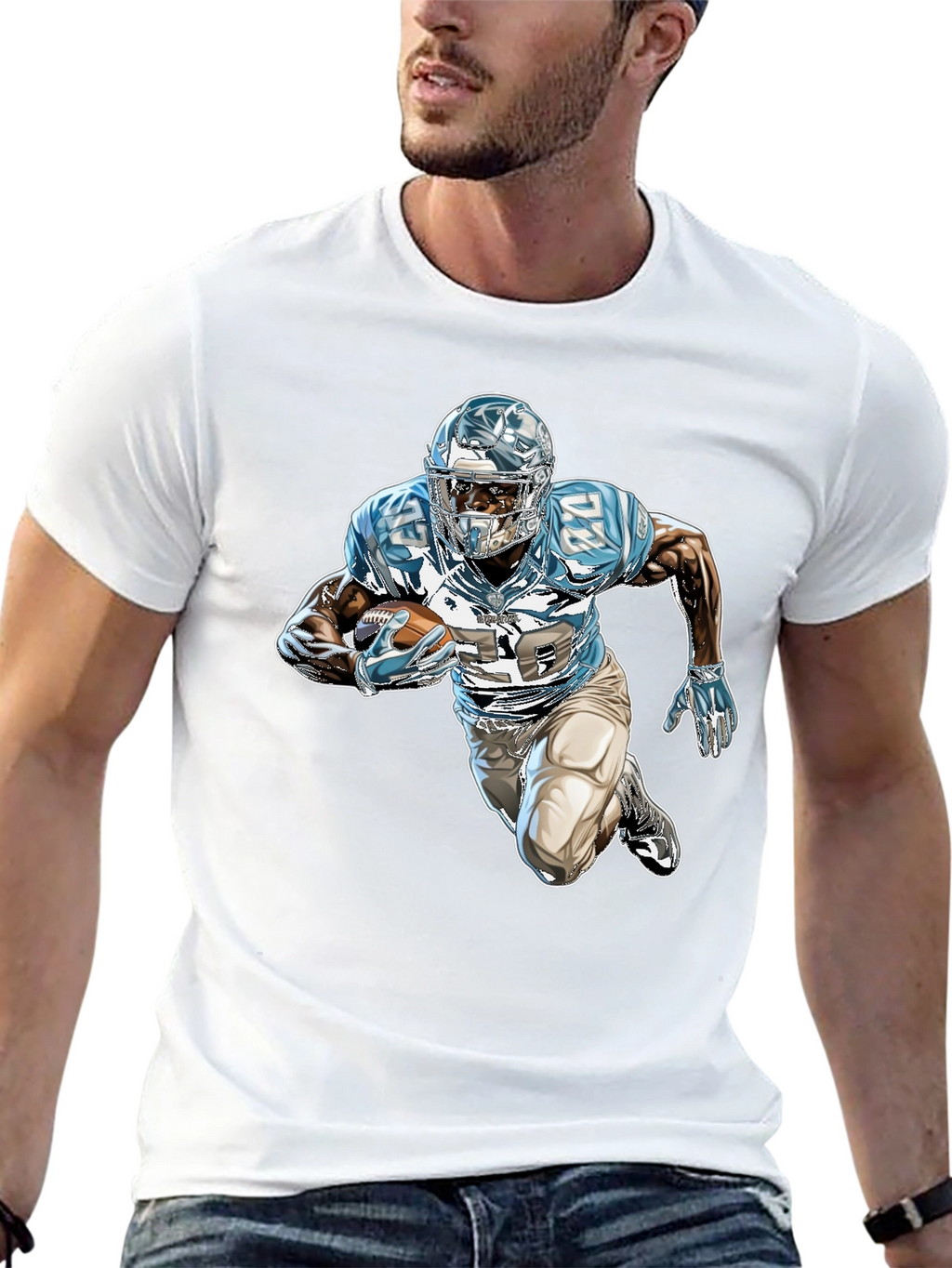 Football Player Graphic Black Tee