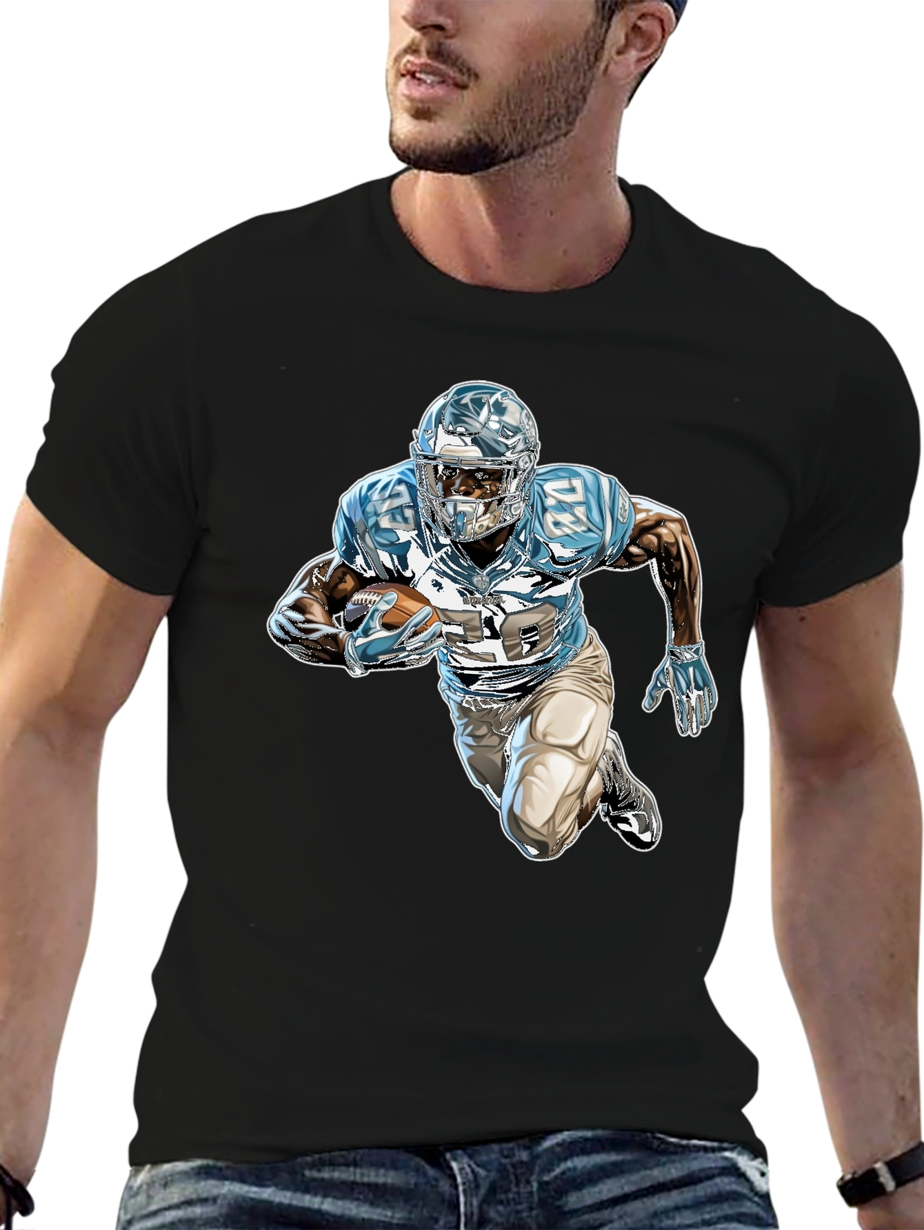 Football Player Graphic Black Tee