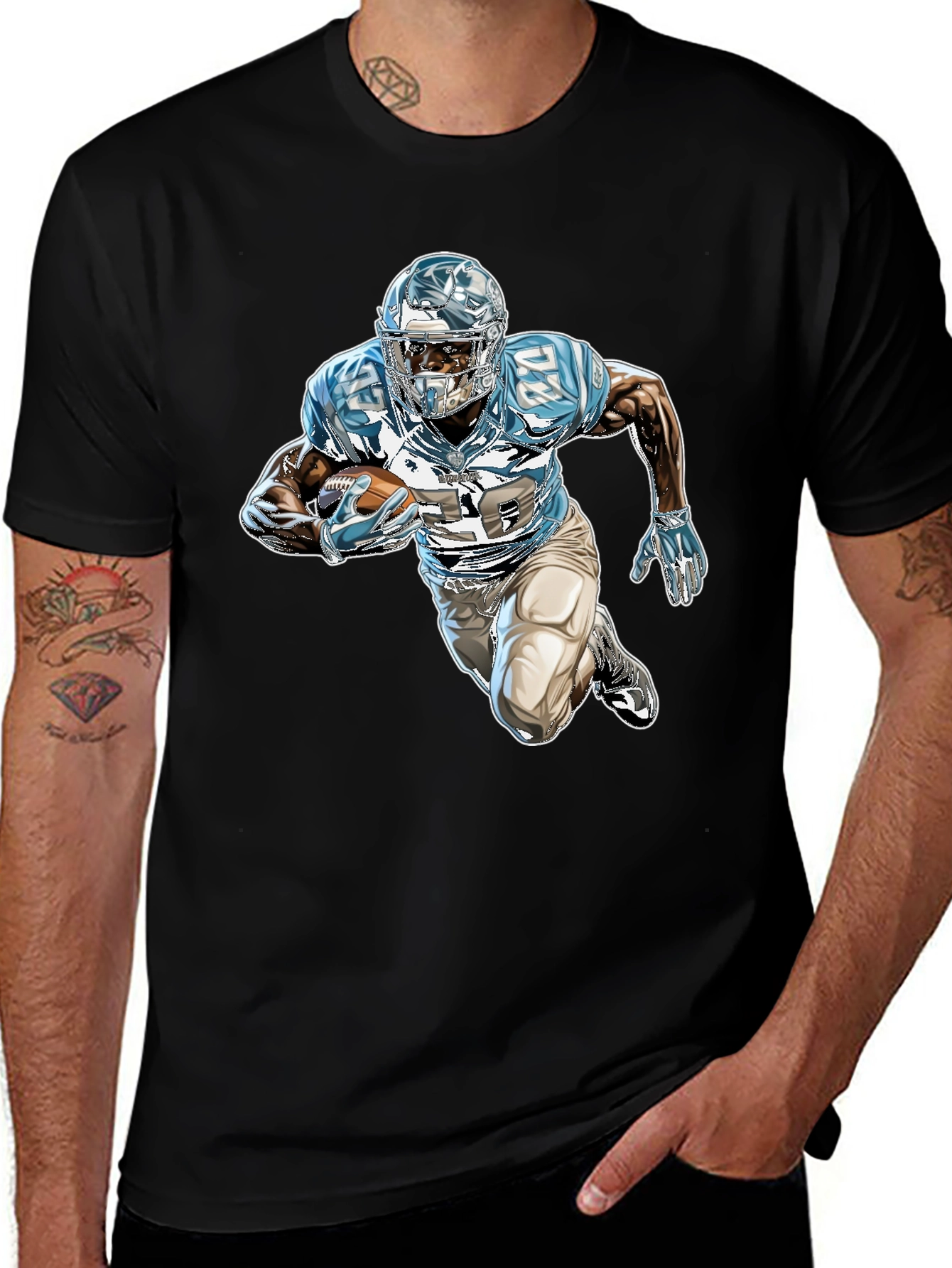 Football Player Graphic Black Tee