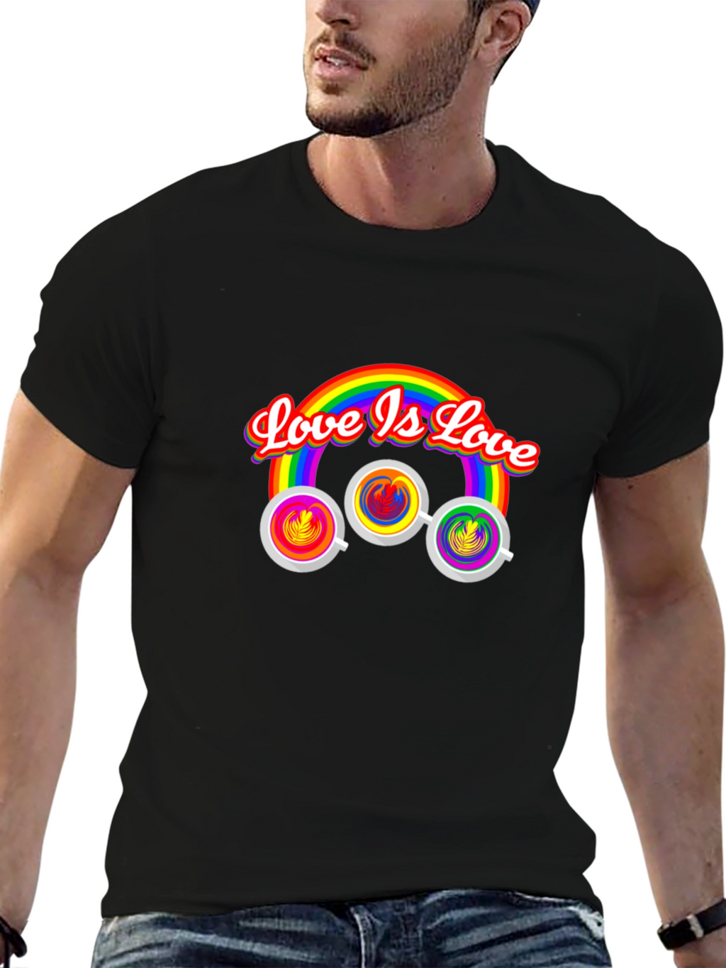 Love is Love Rainbow Coffee Graphic Tee