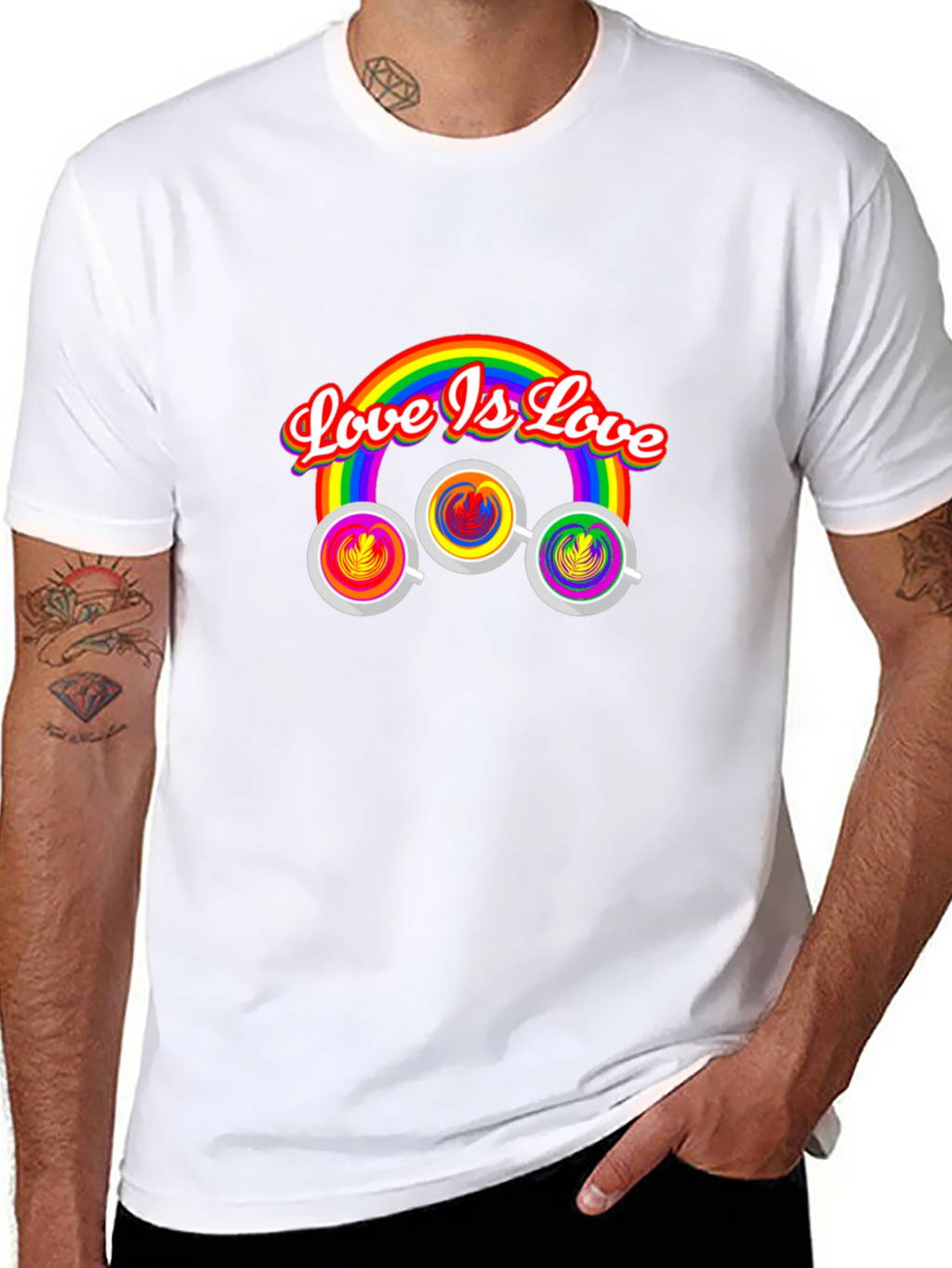 Love is Love Rainbow Coffee Graphic Tee