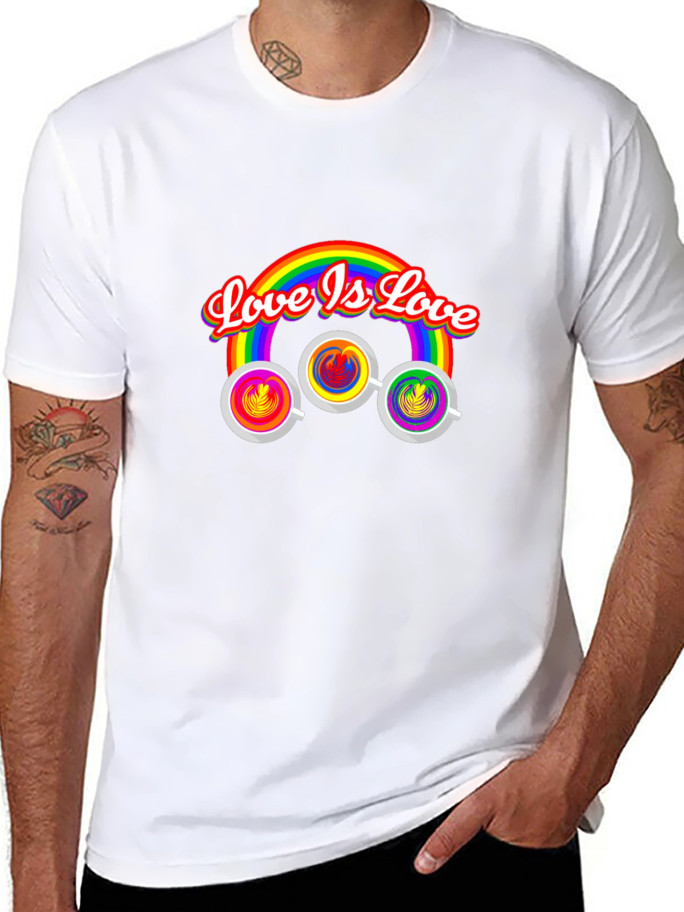 Love is Love Rainbow Coffee Graphic Tee