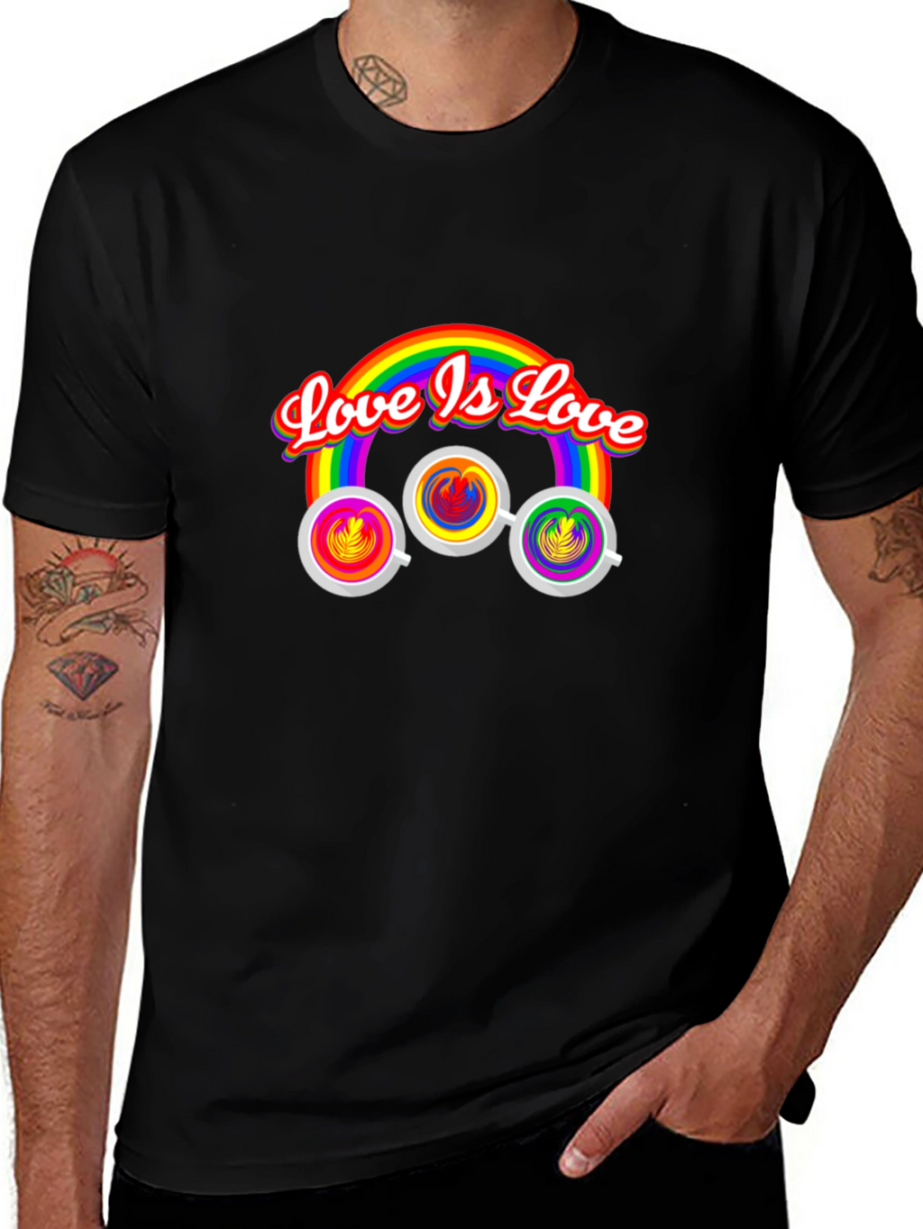 Love is Love Rainbow Coffee Graphic Tee