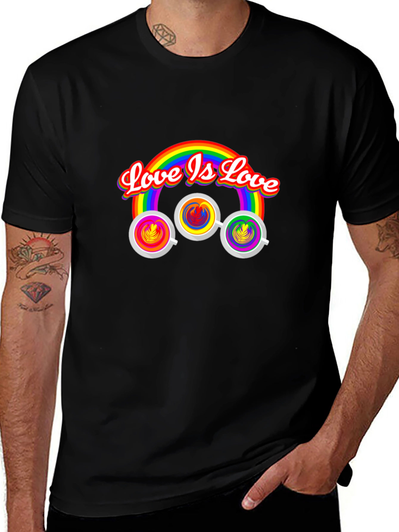 Love is Love Rainbow Coffee Graphic Tee