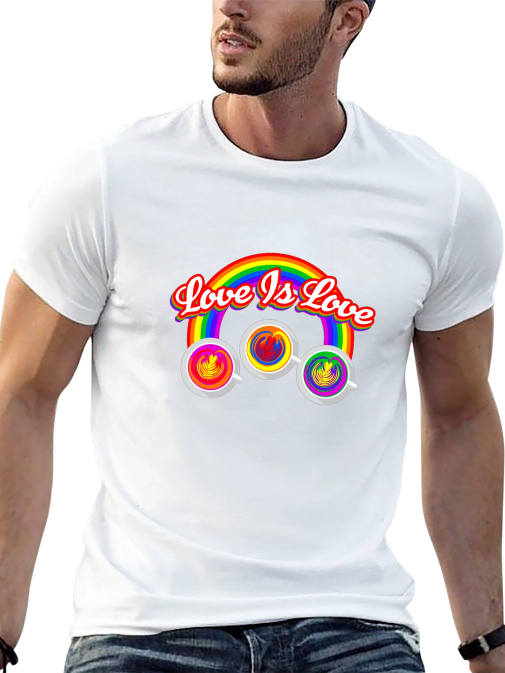 Love is Love Rainbow Coffee Graphic Tee