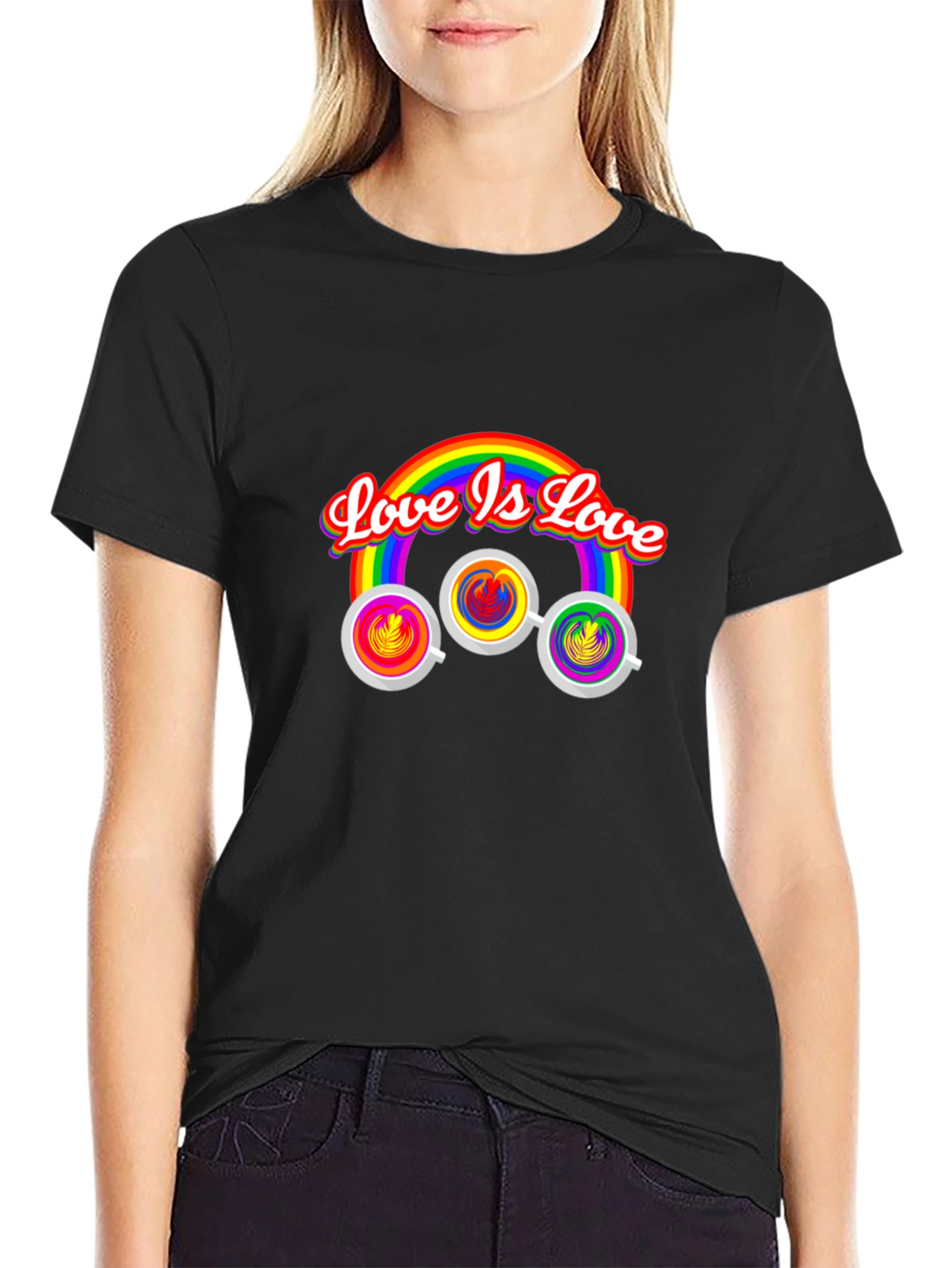 Love is Love Rainbow Coffee Graphic Tee