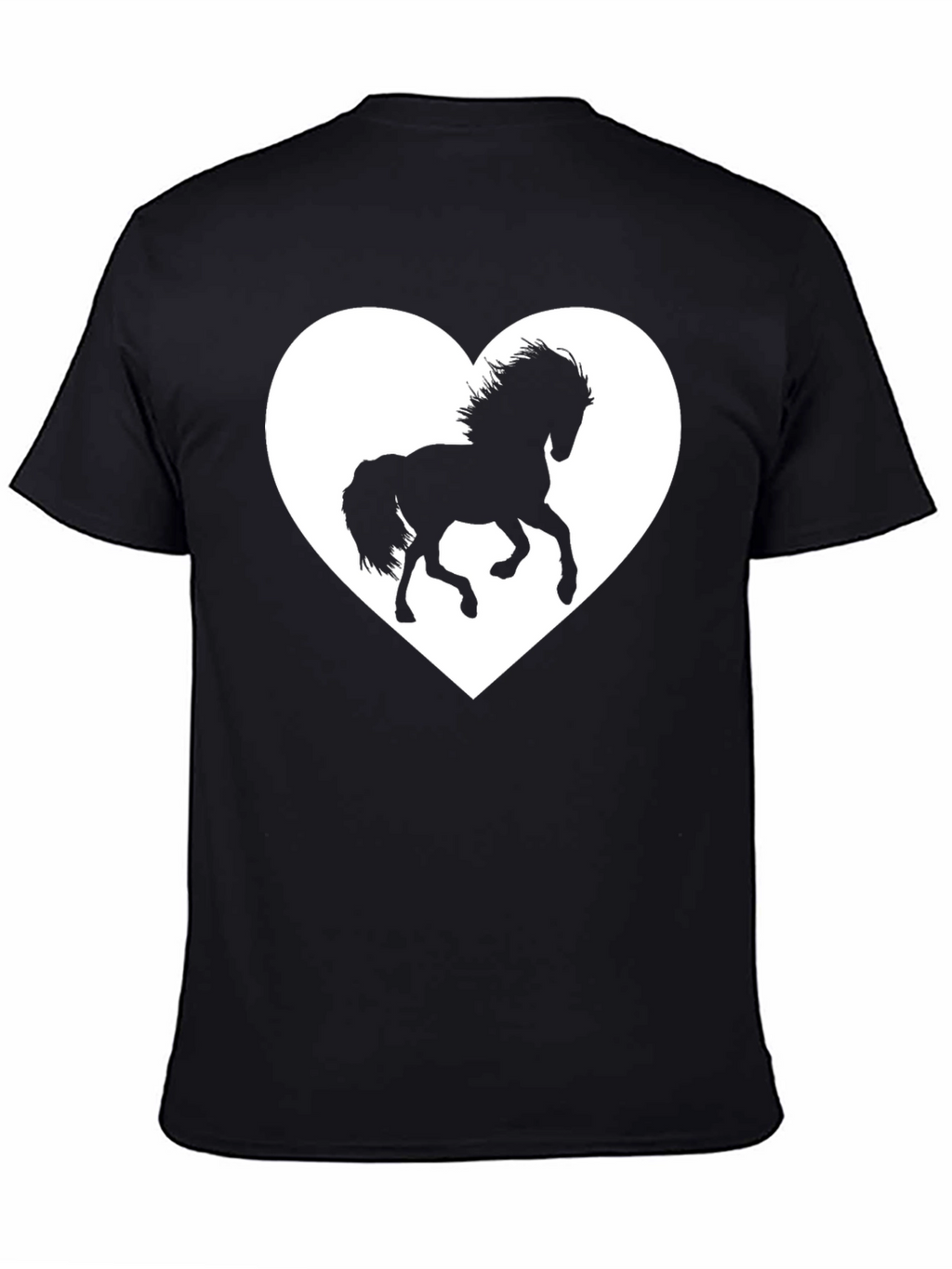 Black T-Shirt with Horse Heart Graphic