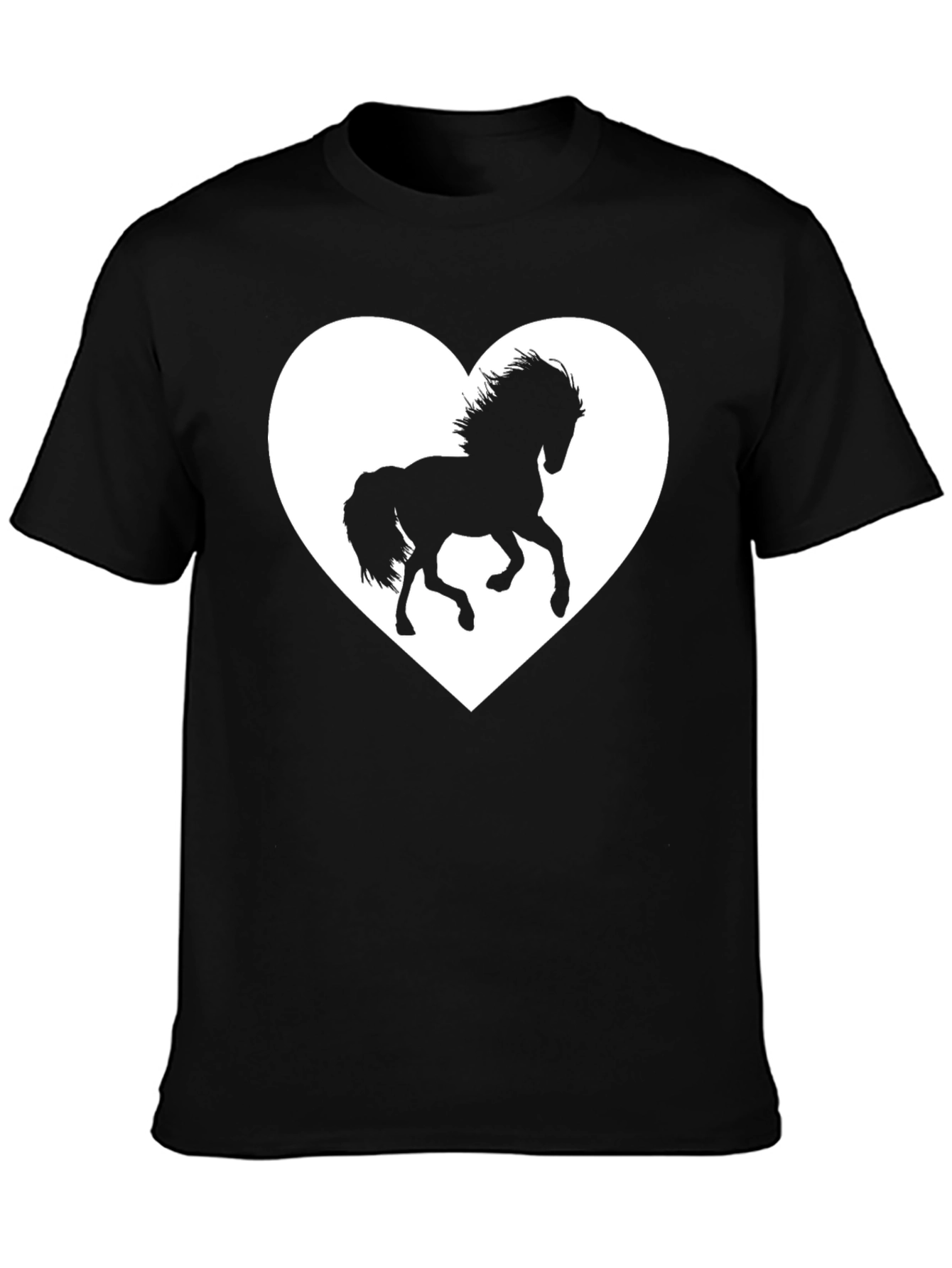 Black T-Shirt with Horse Heart Graphic