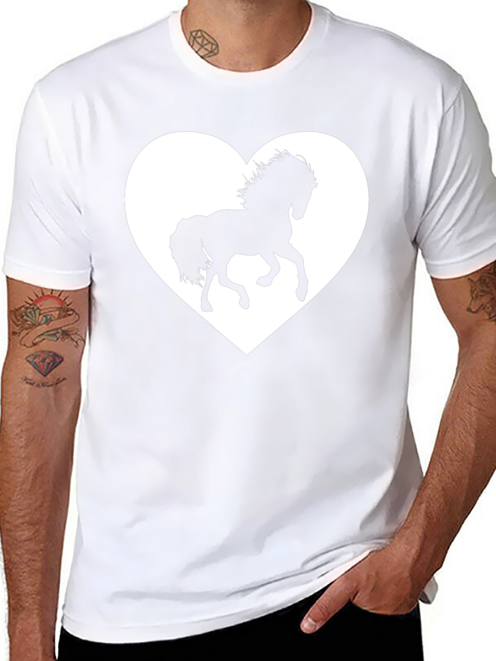 Black T-Shirt with Horse Heart Graphic