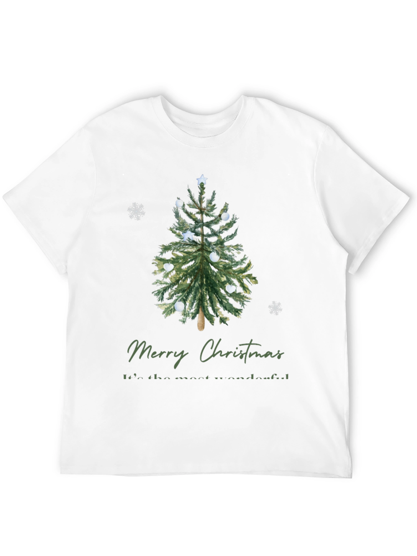 Merry Christmas Tree Graphic Tee - Holiday Apparel