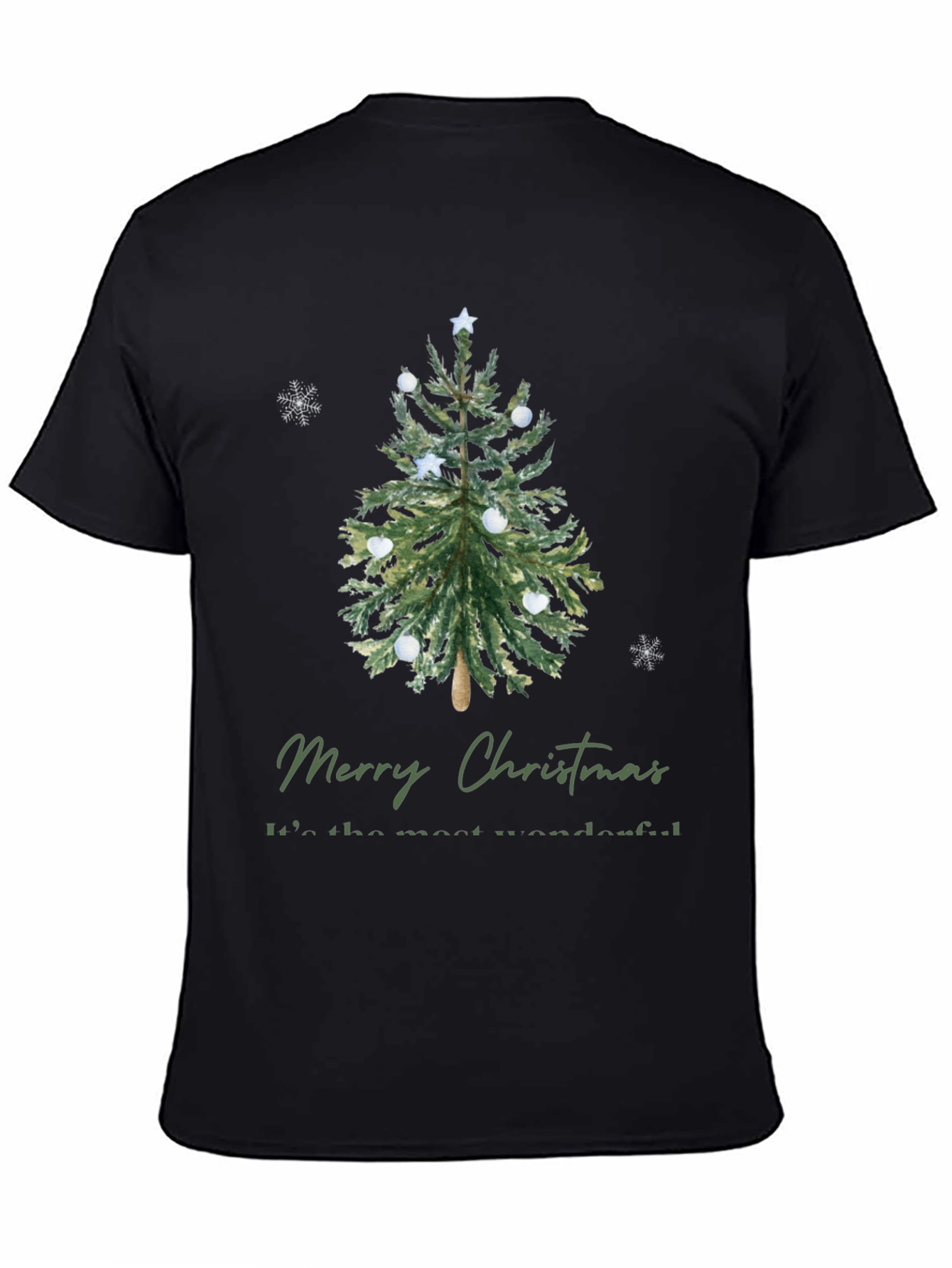 Merry Christmas Tree Graphic Tee - Holiday Apparel