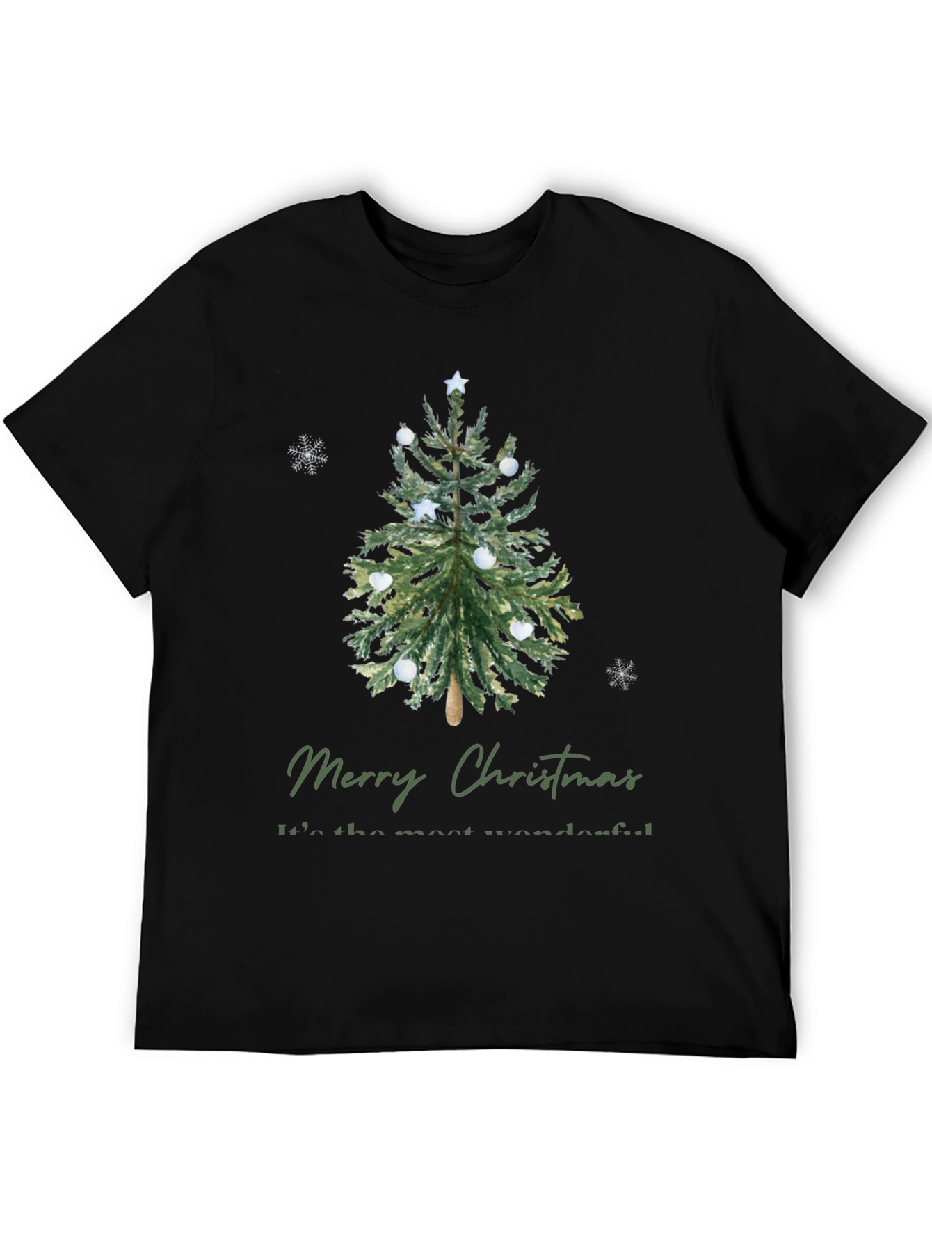 Merry Christmas Tree Graphic Tee - Holiday Apparel