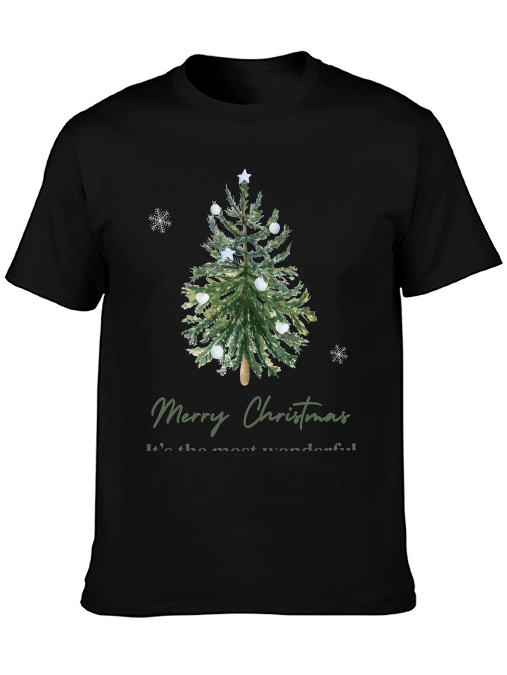 Merry Christmas Tree Graphic Tee - Holiday Apparel