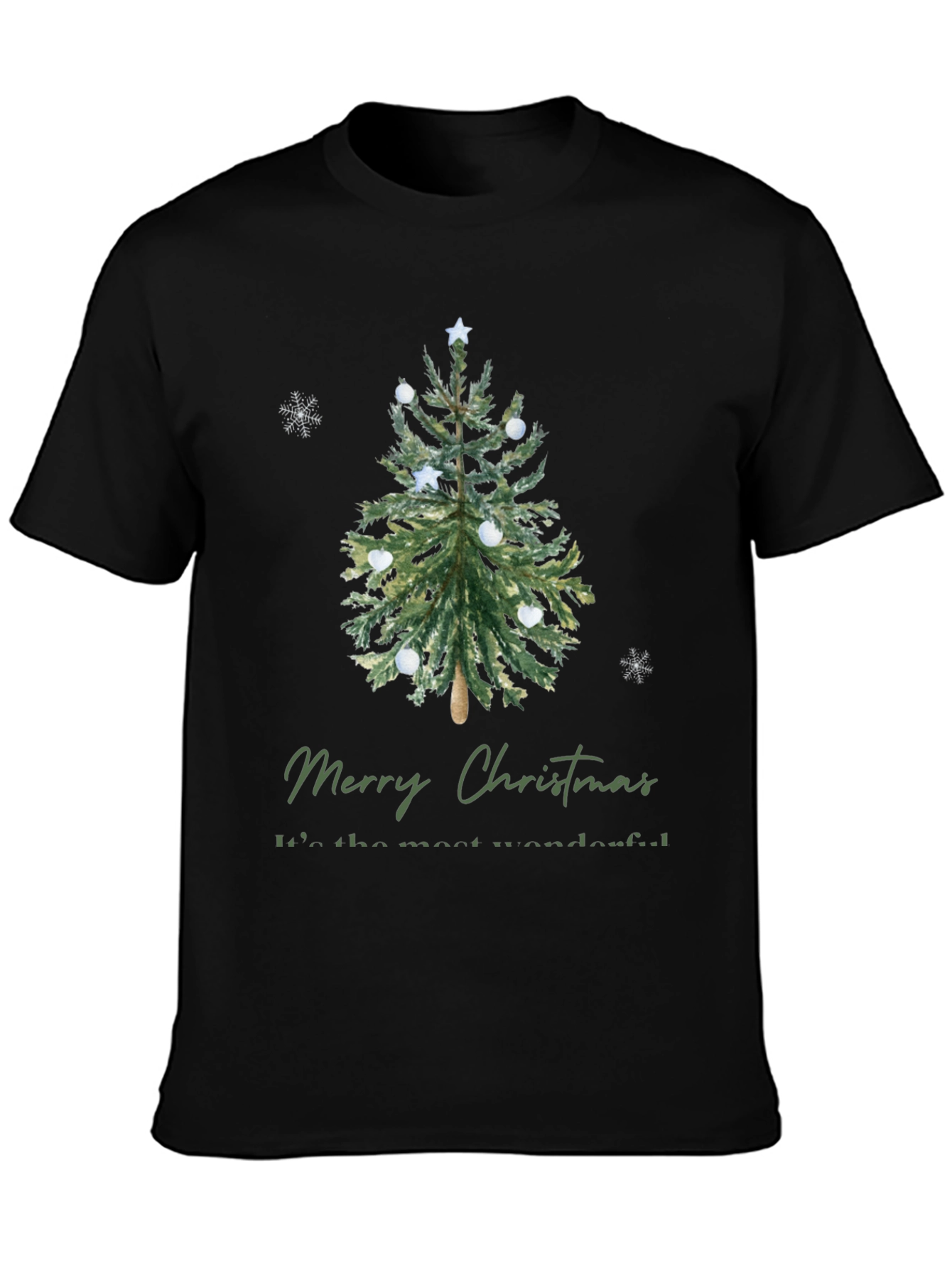 Merry Christmas Tree Graphic Tee - Holiday Apparel
