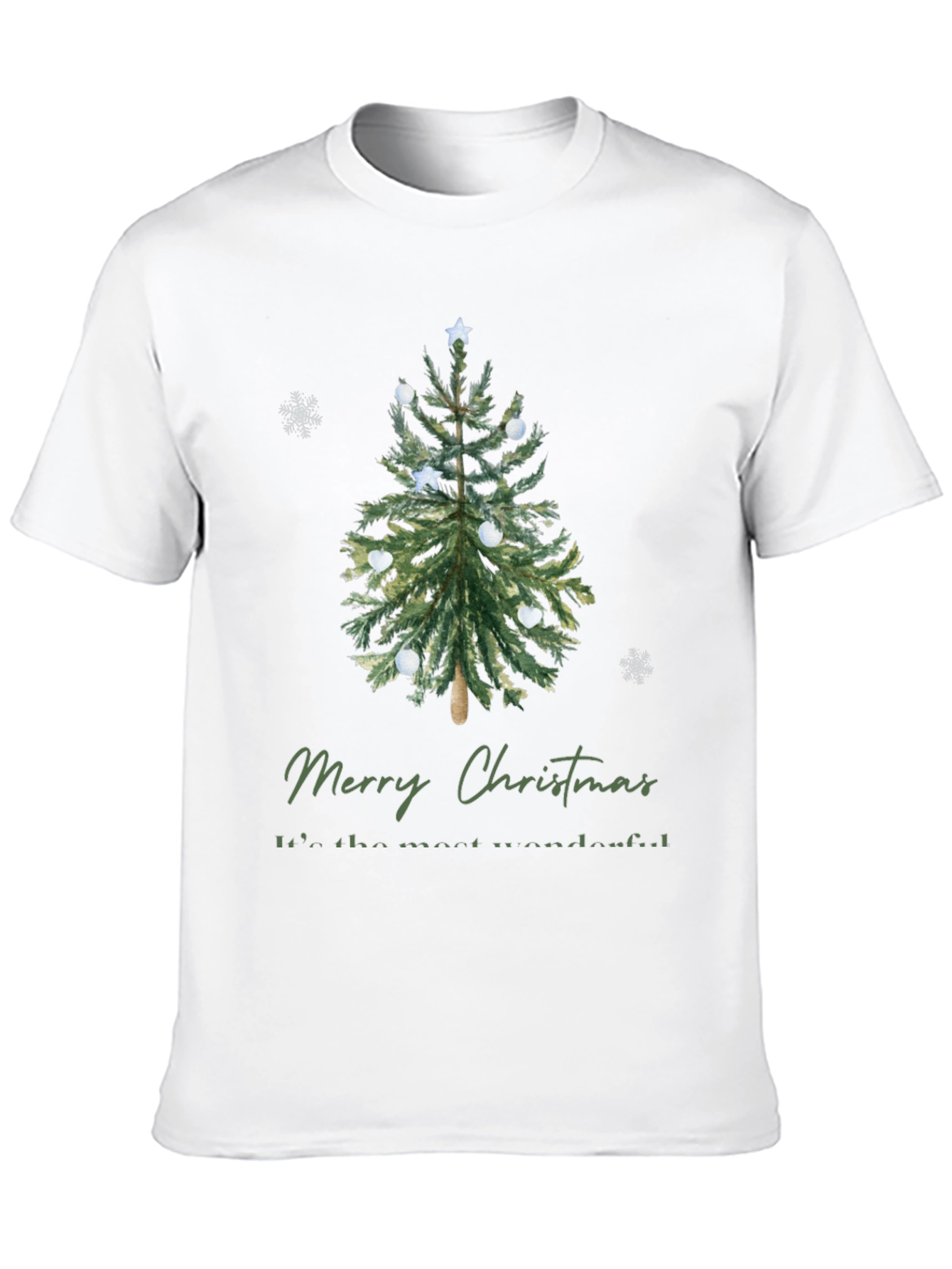 Merry Christmas Tree Graphic Tee - Holiday Apparel