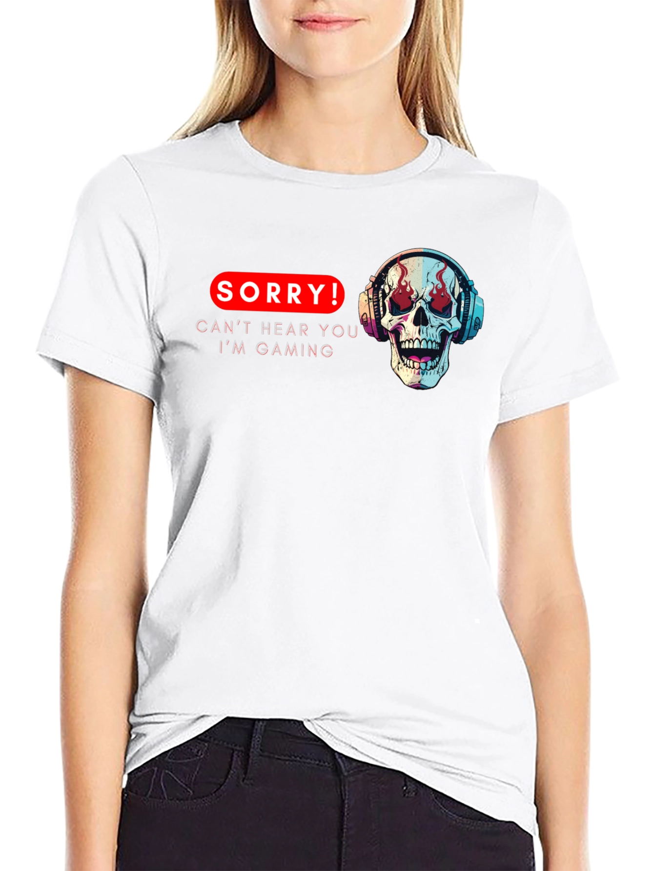 Gaming Skull T-Shirt - Sorry Cant Hear You