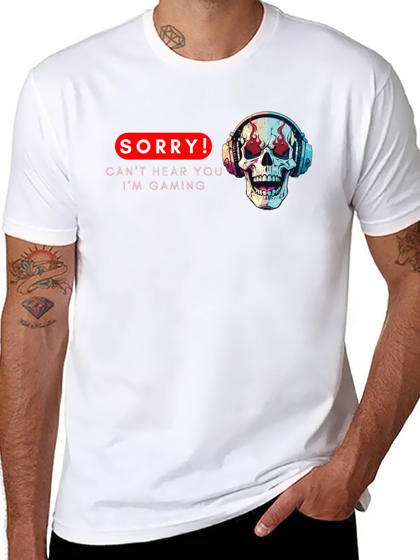 Gaming Skull T-Shirt - Sorry Cant Hear You