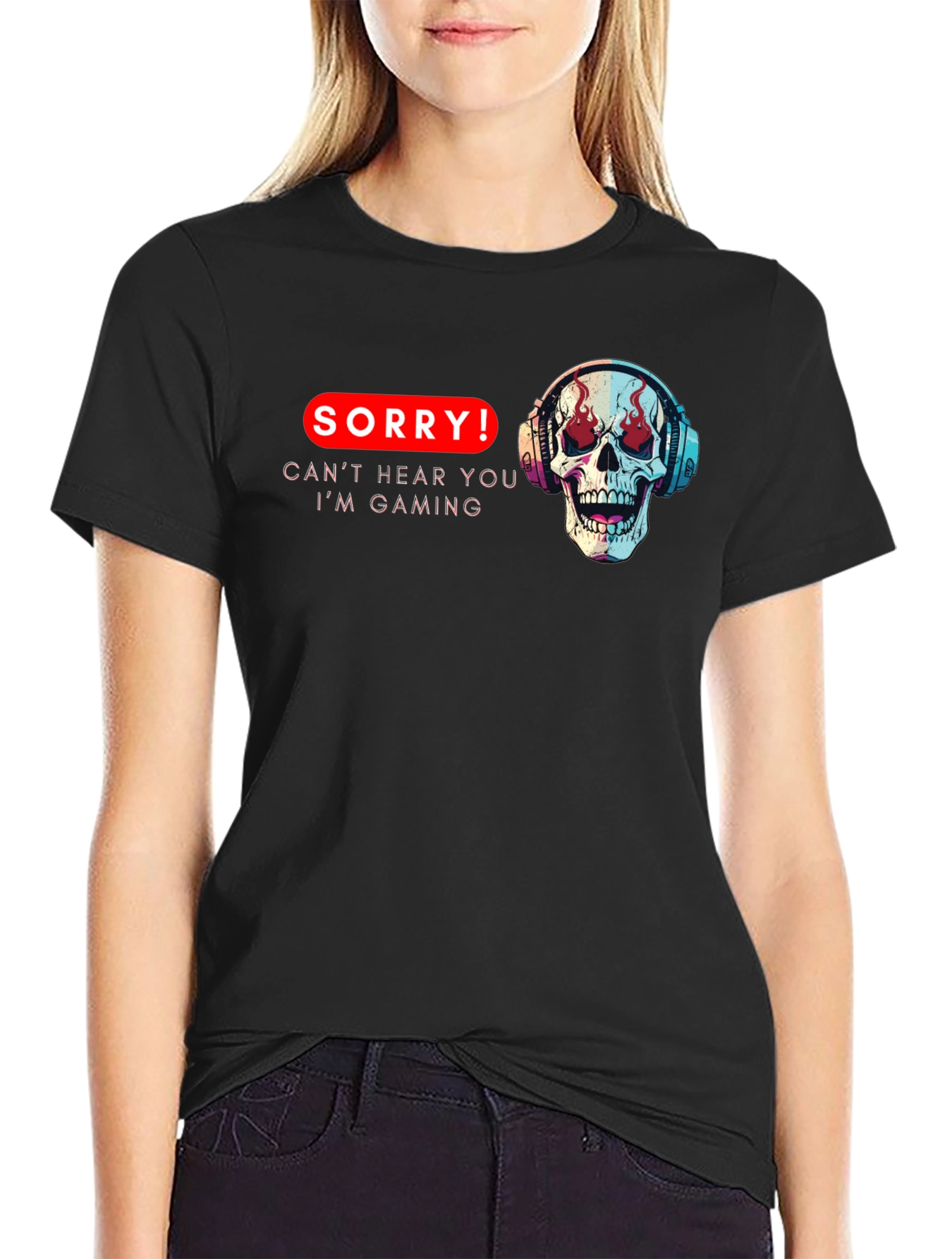 Gaming Skull T-Shirt - Sorry Cant Hear You