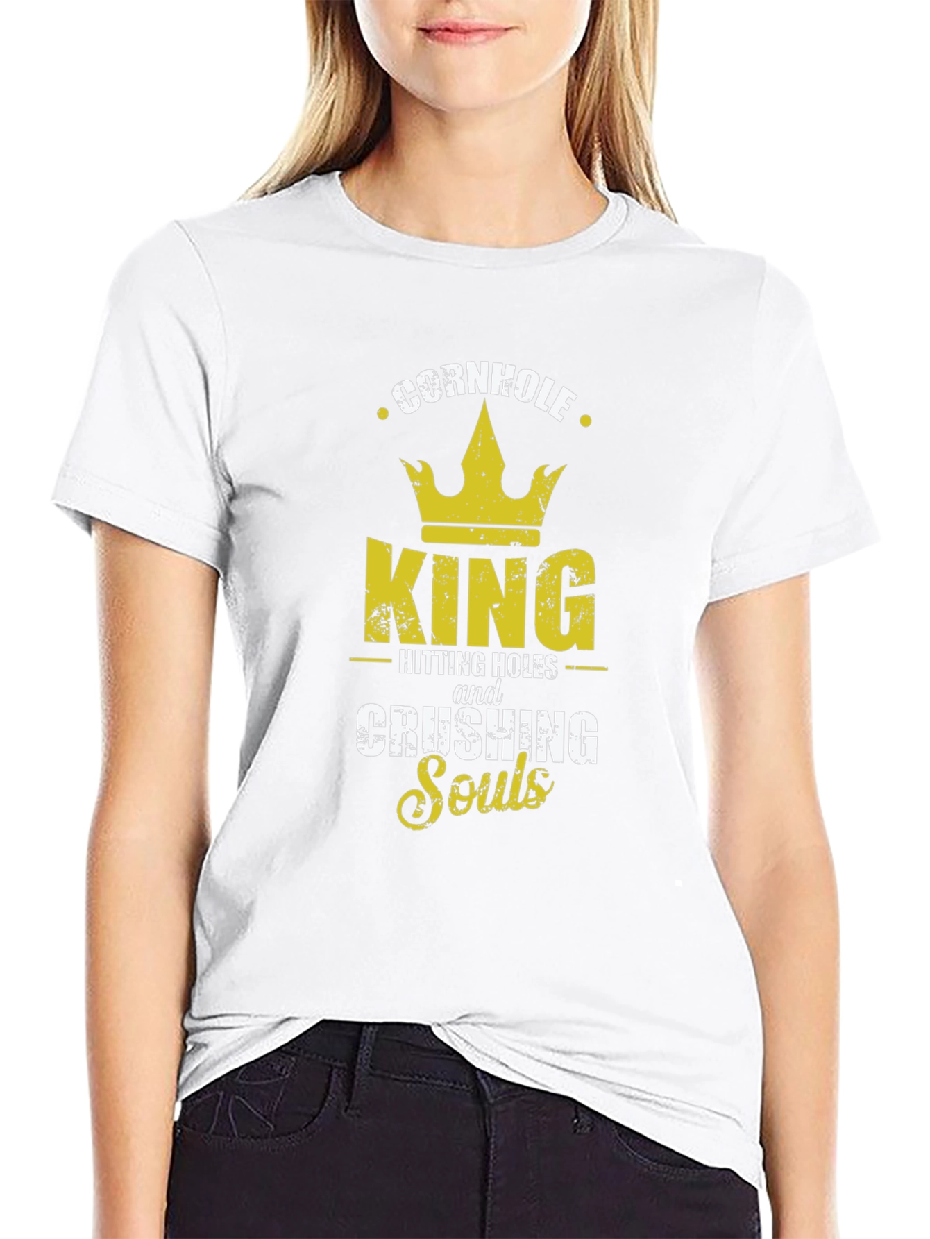 Cornhole King T-Shirt - Hitting Holes and Crushing Souls