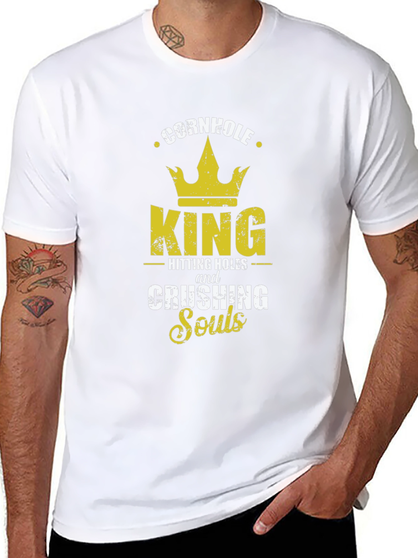 Cornhole King T-Shirt - Hitting Holes and Crushing Souls