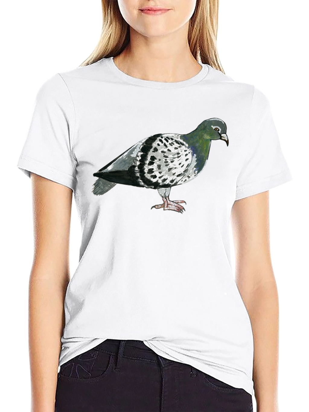 Pigeon Graphic T-Shirt - Black Crew Neck Tee